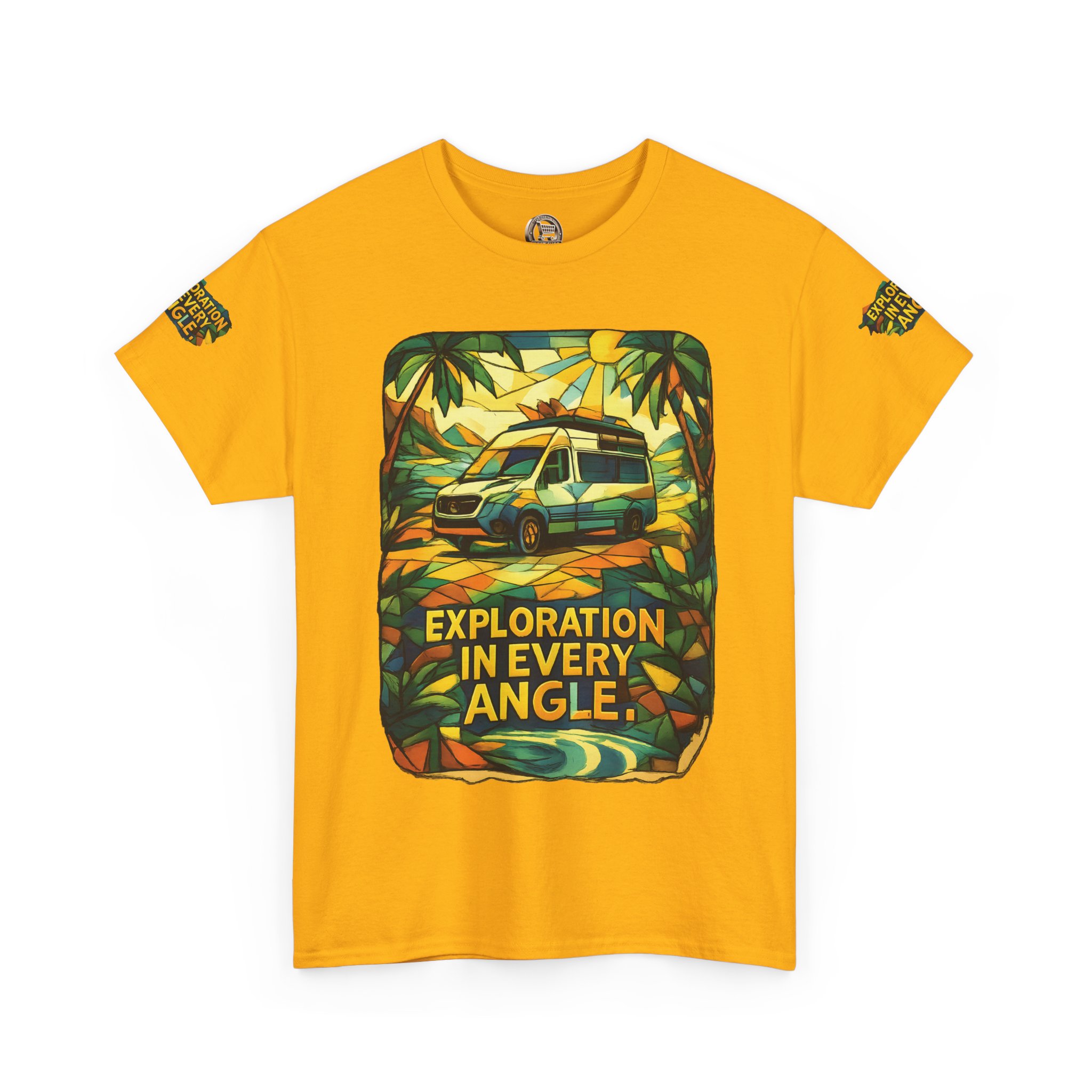 Unisex Heavy Cotton Tee — "Exploration In Every Angle" Design Cubic-Line