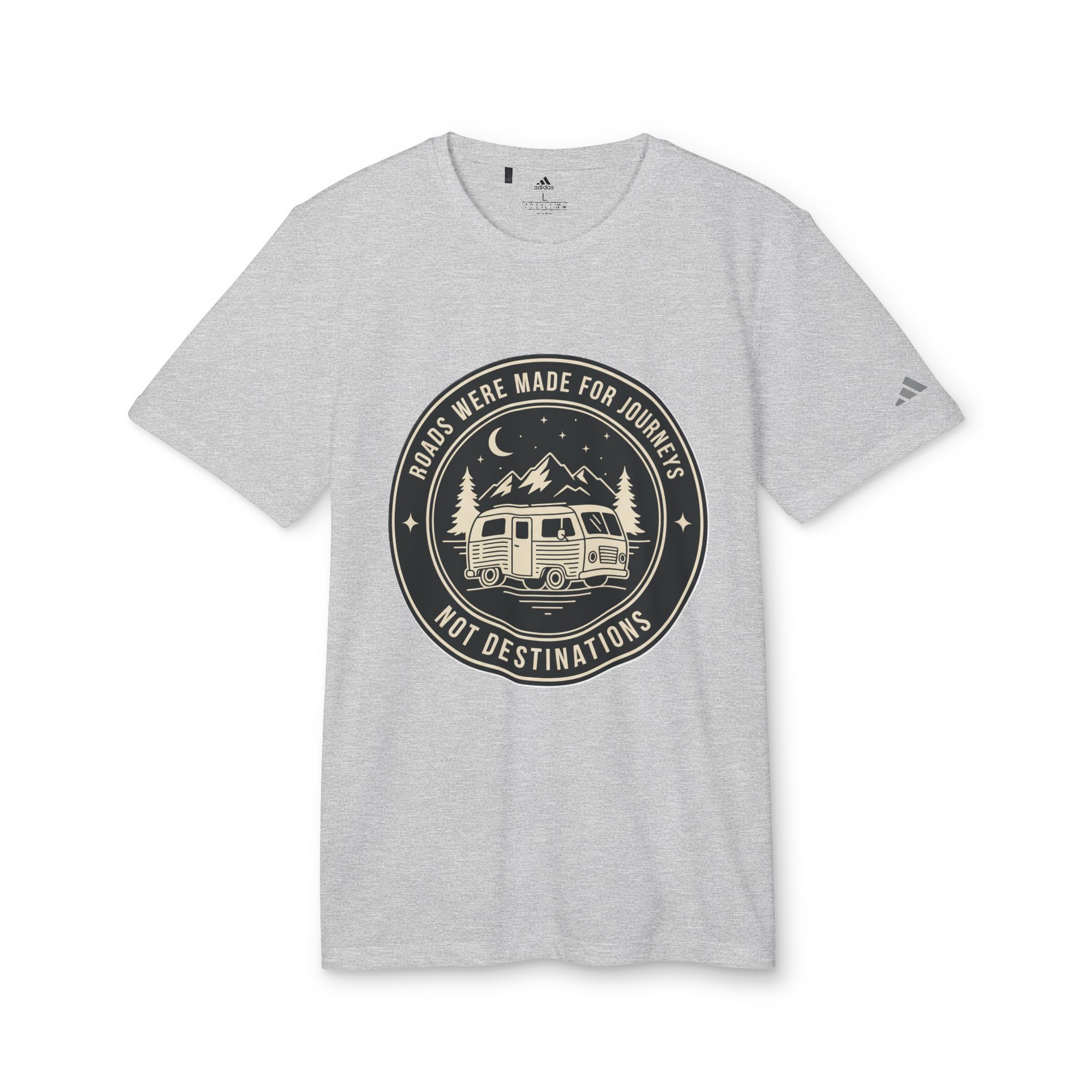 T-Shirt(Adidas) — 'ROAD WHERE MADE FOR JOURNEYS-NOT DESTINATIONS' (Only Font printed) Brand Adidas