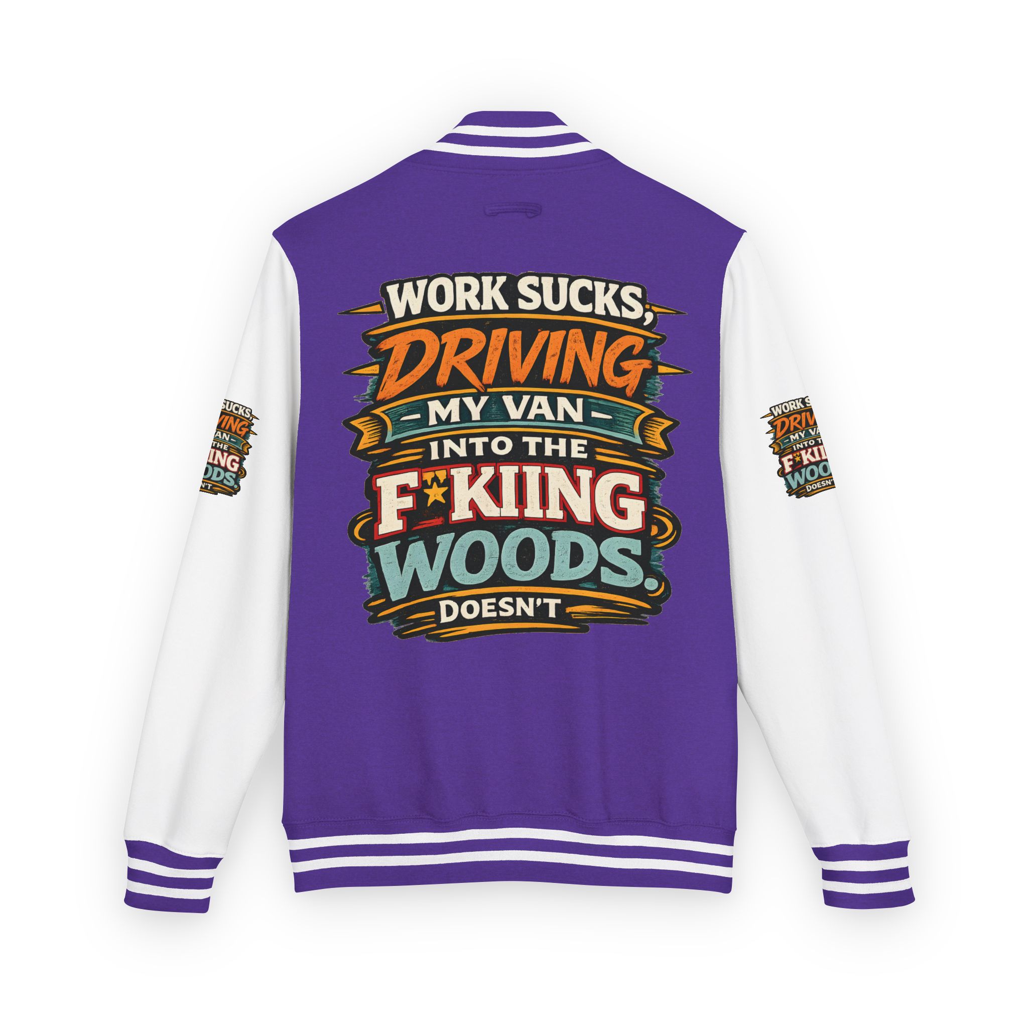Unisex Heavyweight Letterman Jacket — "Work Sucks" Design F**K-Line