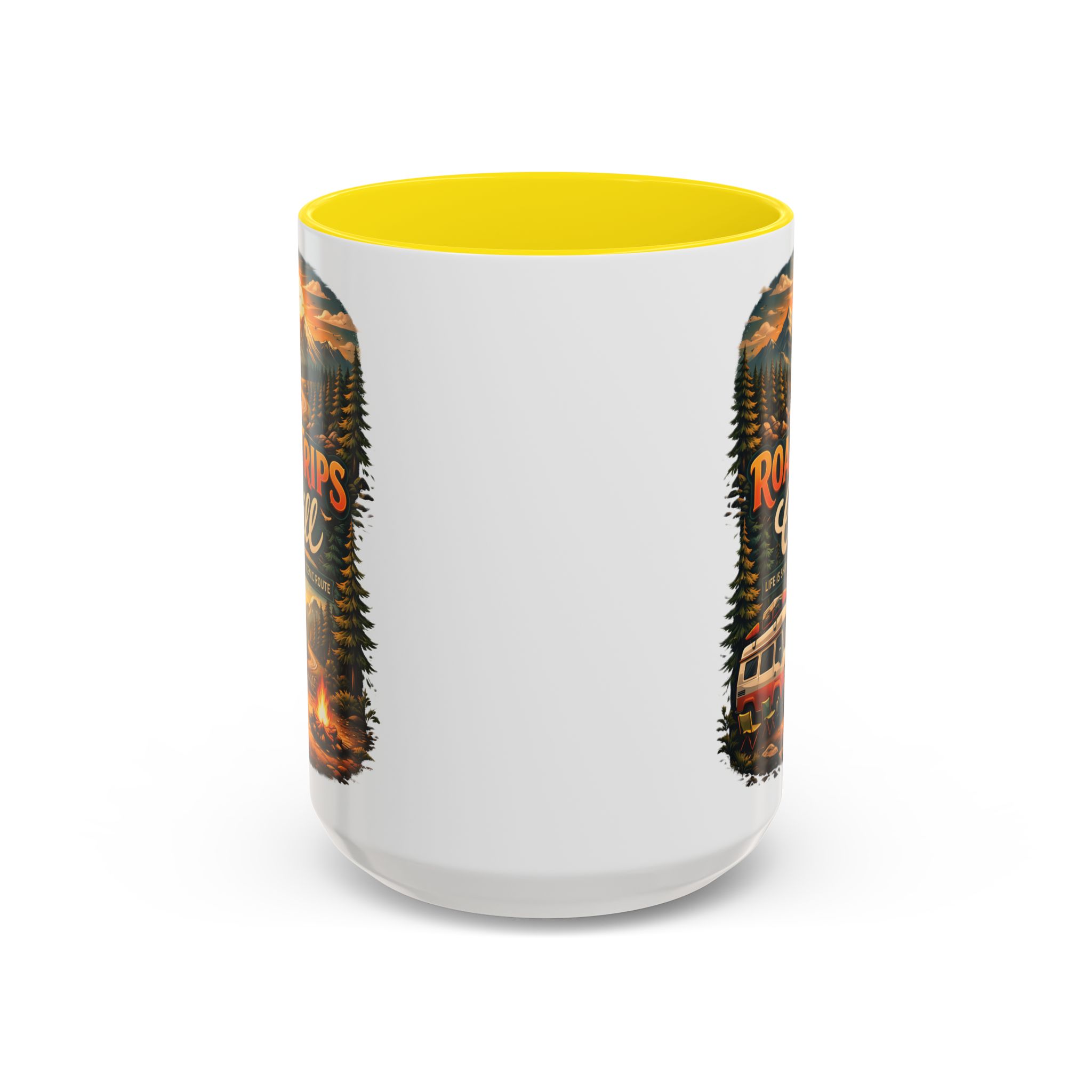 Accent Coffee Mug (11, 15oz) — "Road Trips & Chill" Design Scenic-Line