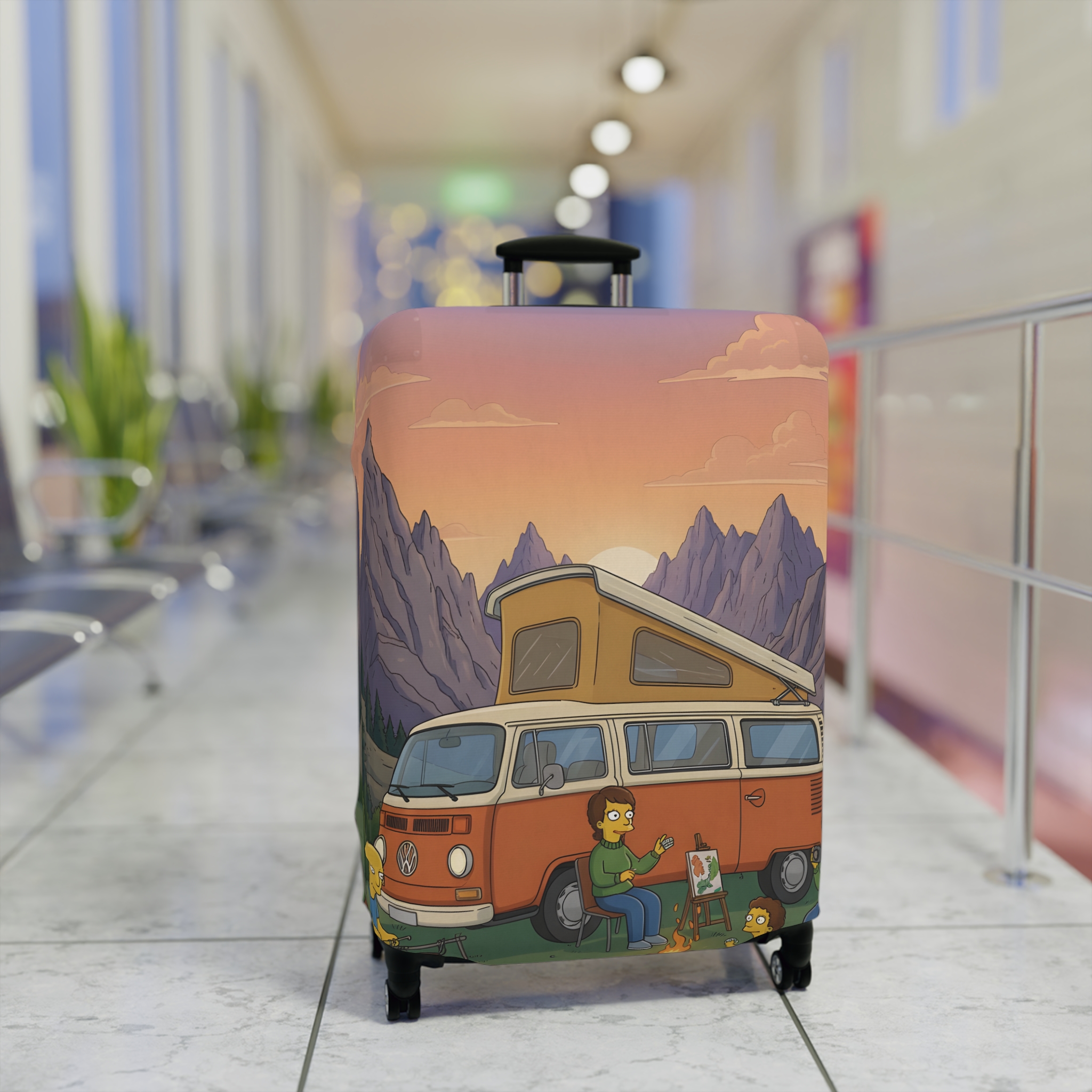 426052026782737281_2048.jpeg Luggage Cover — Adventure Camper Sketch Travel Suitcase(Design Sitcom-Line)