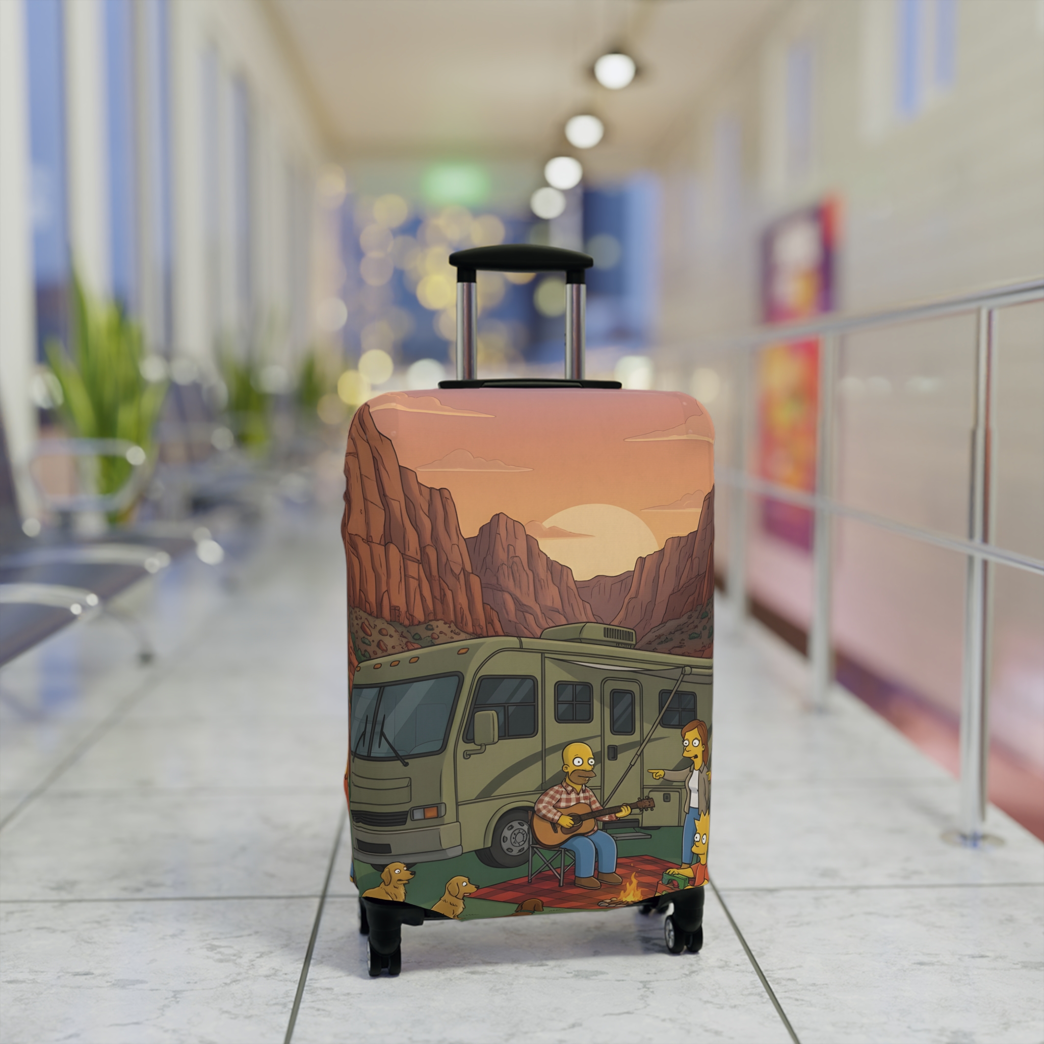 Luggage Cover — Adventure Camper Sketch Travel Suitcase(Design Sitcom-Line)