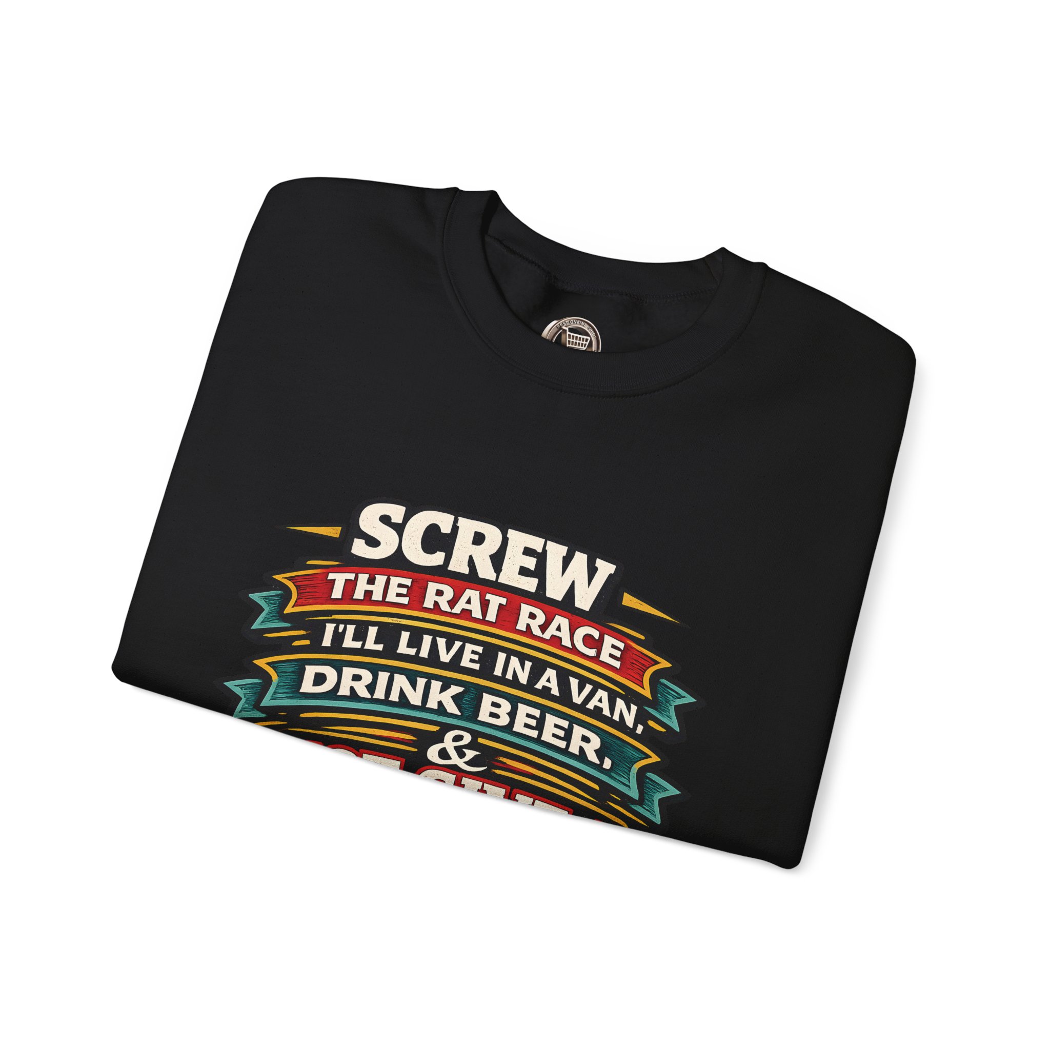 Unisex Heavy Blend™ Crewneck Sweatshirt — "Screw The Rat Race" Design F**K-Line
