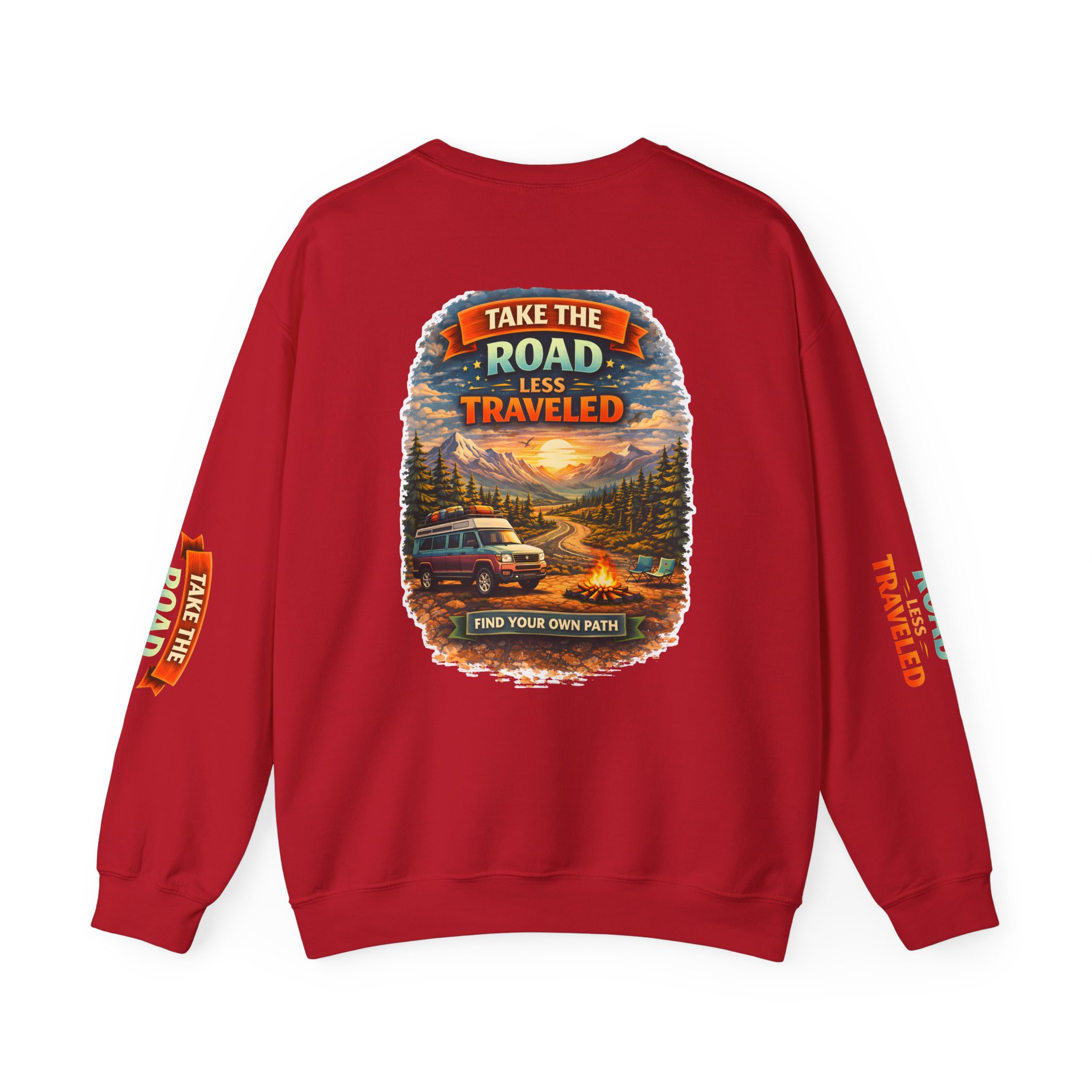 4265473154472159794_2048.jpeg Unisex Heavy Blend™ Crewneck Sweatshirt — "Take The Road Less Traveled" Design Scenic-Line