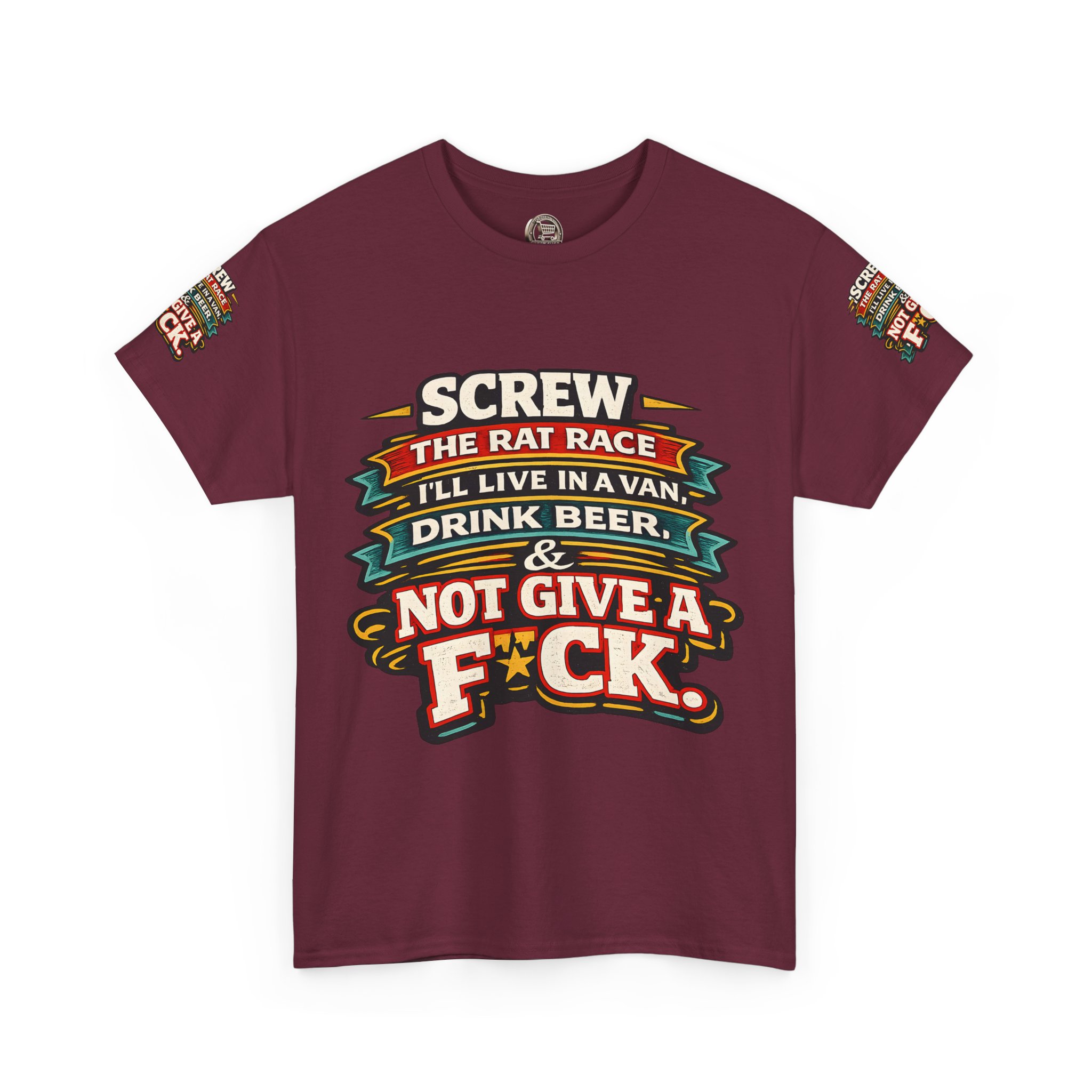 Unisex Heavy Cotton Tee — "Screw The Rat Race" Design F**K-Line