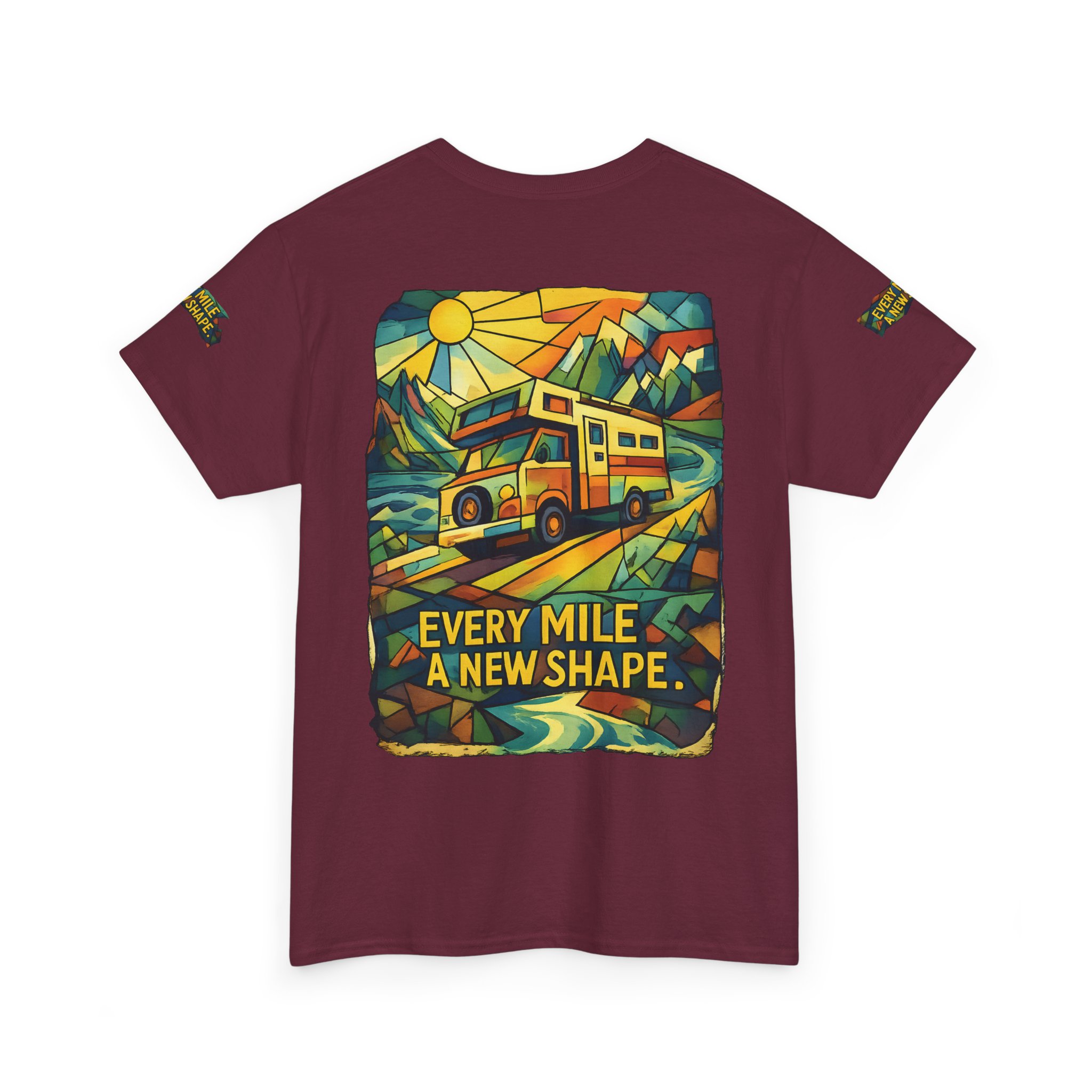 Unisex Heavy Cotton Tee — "Every Mile A New Shape" Design Cubic-Line