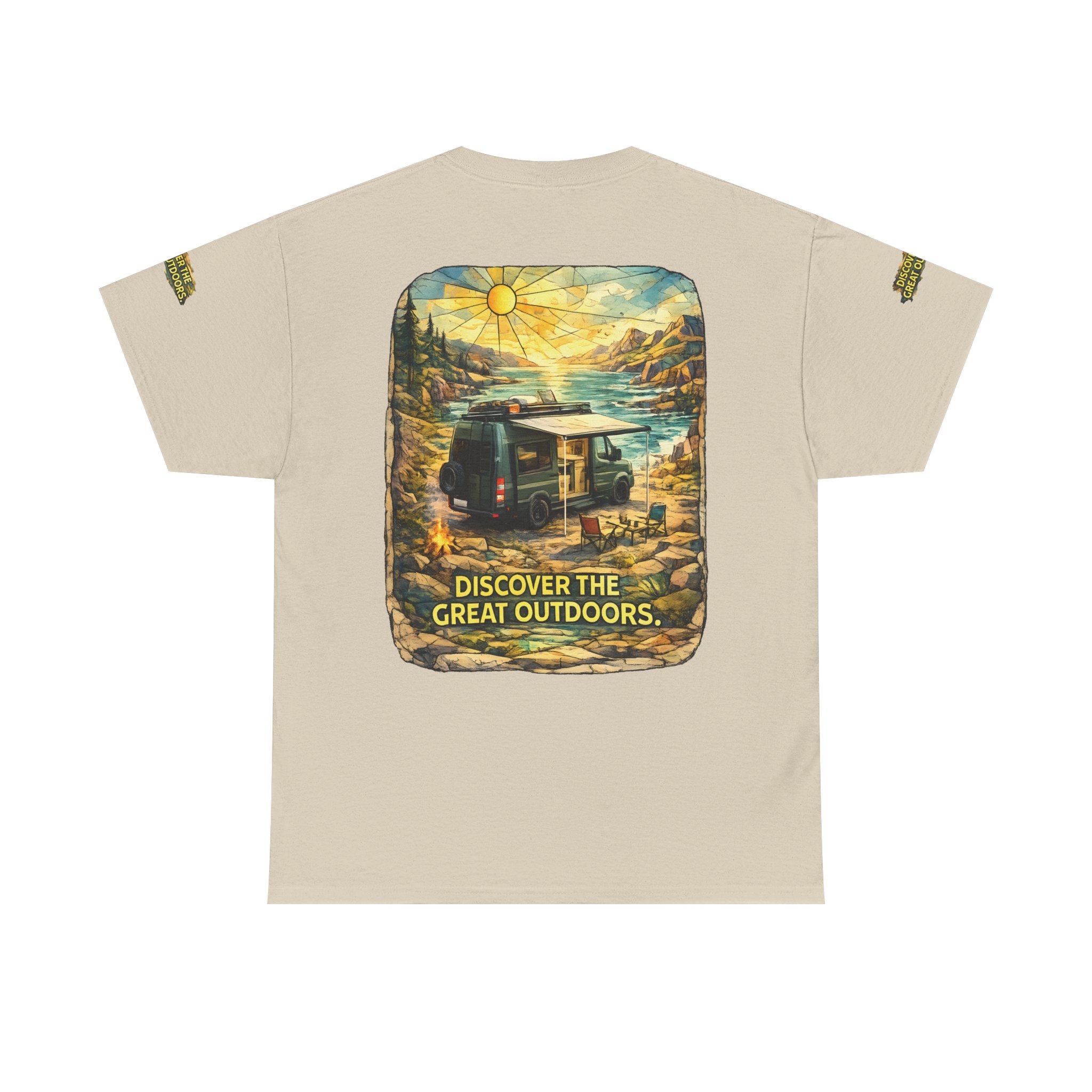 Unisex Heavy Cotton Tee — "Discover The Great Outdoors" Design Cubic-Line