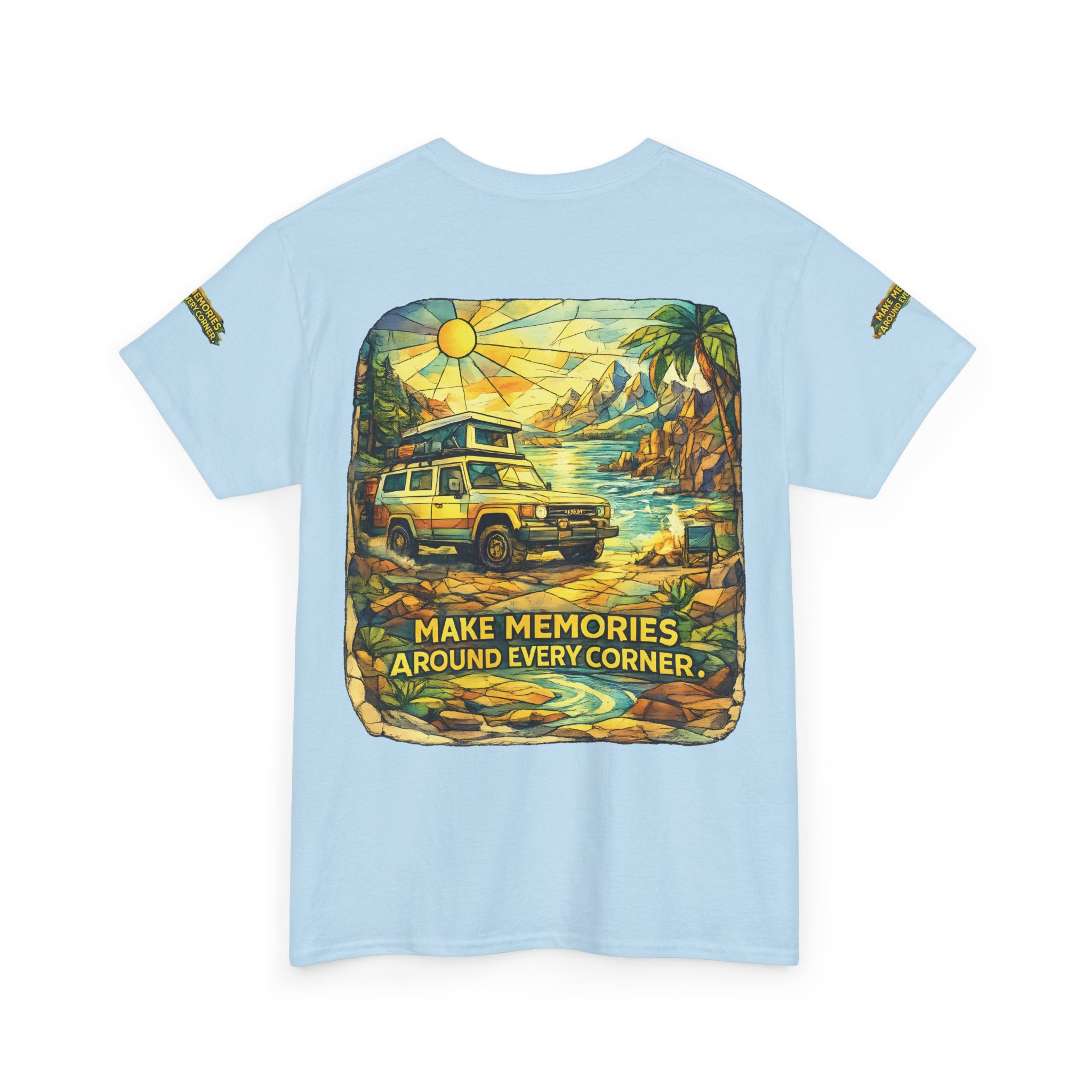 4276949492077201929_2048.jpeg Unisex Heavy Cotton Tee — "Make Memories Around Every Corner" Design Cubic-Line