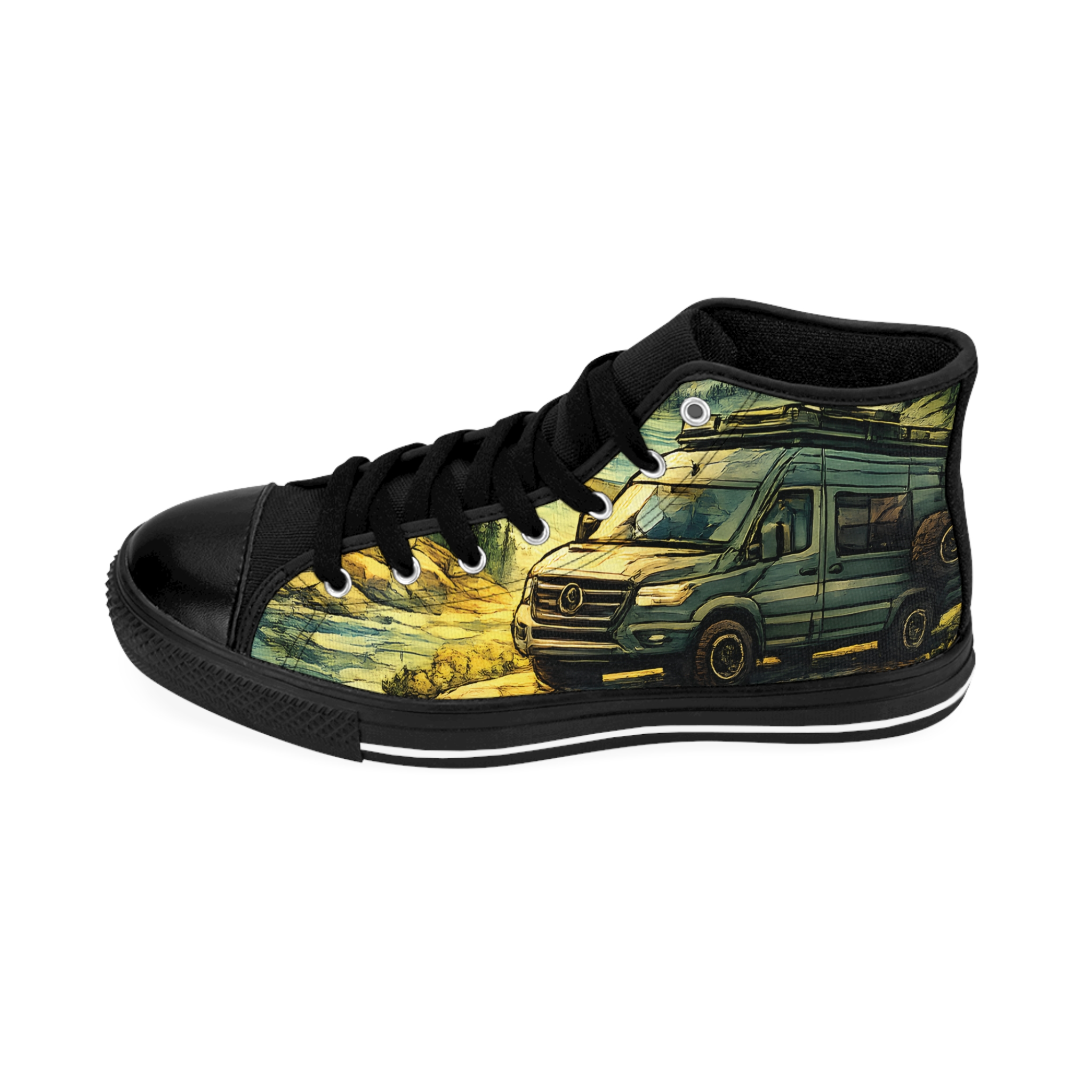 Women's Classic Sneakers – Mercedes Camper Van Print (Cubic-Line)