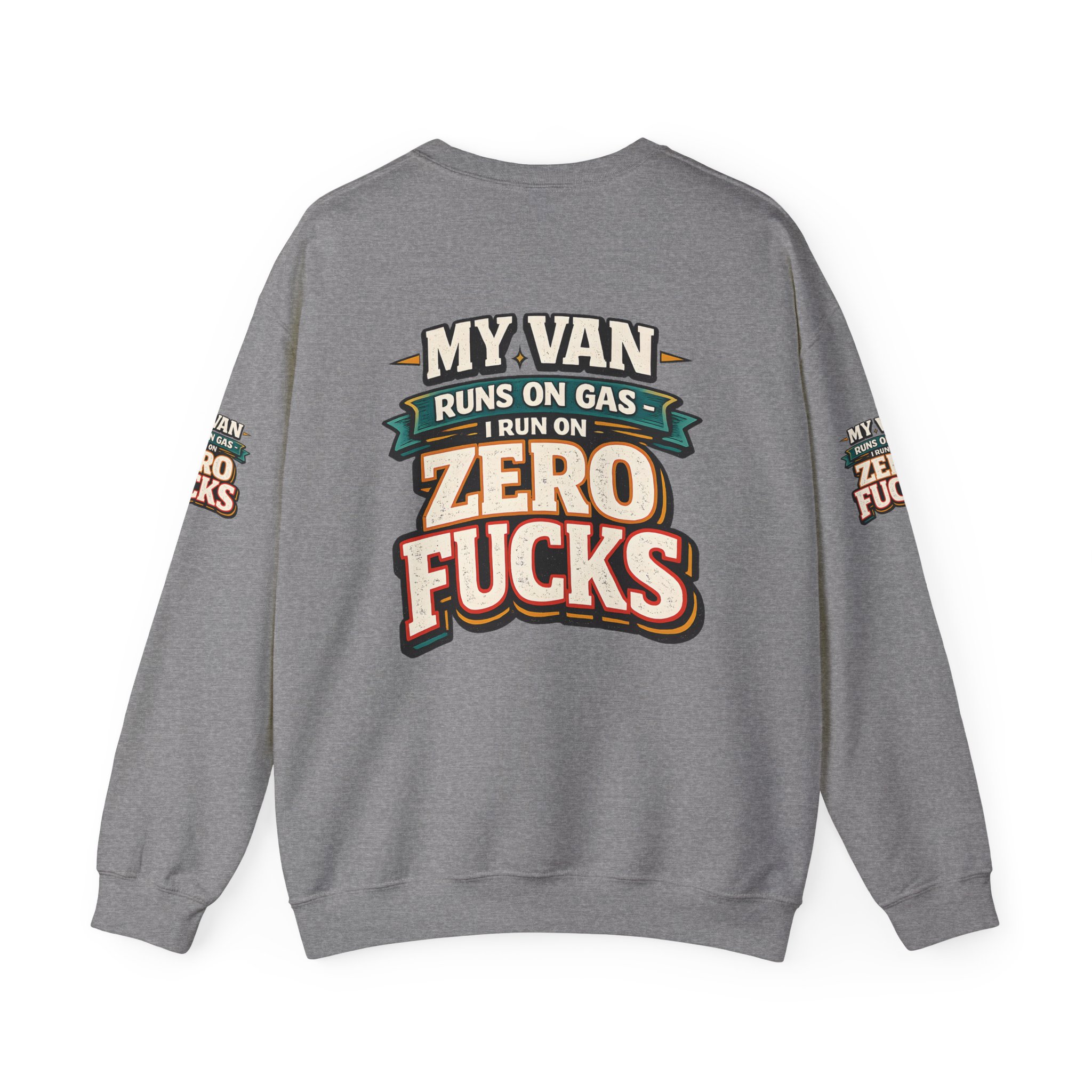 Unisex Heavy Blend™ Crewneck Sweatshirt — "My Van Runs On Gas" Design F**K-Line