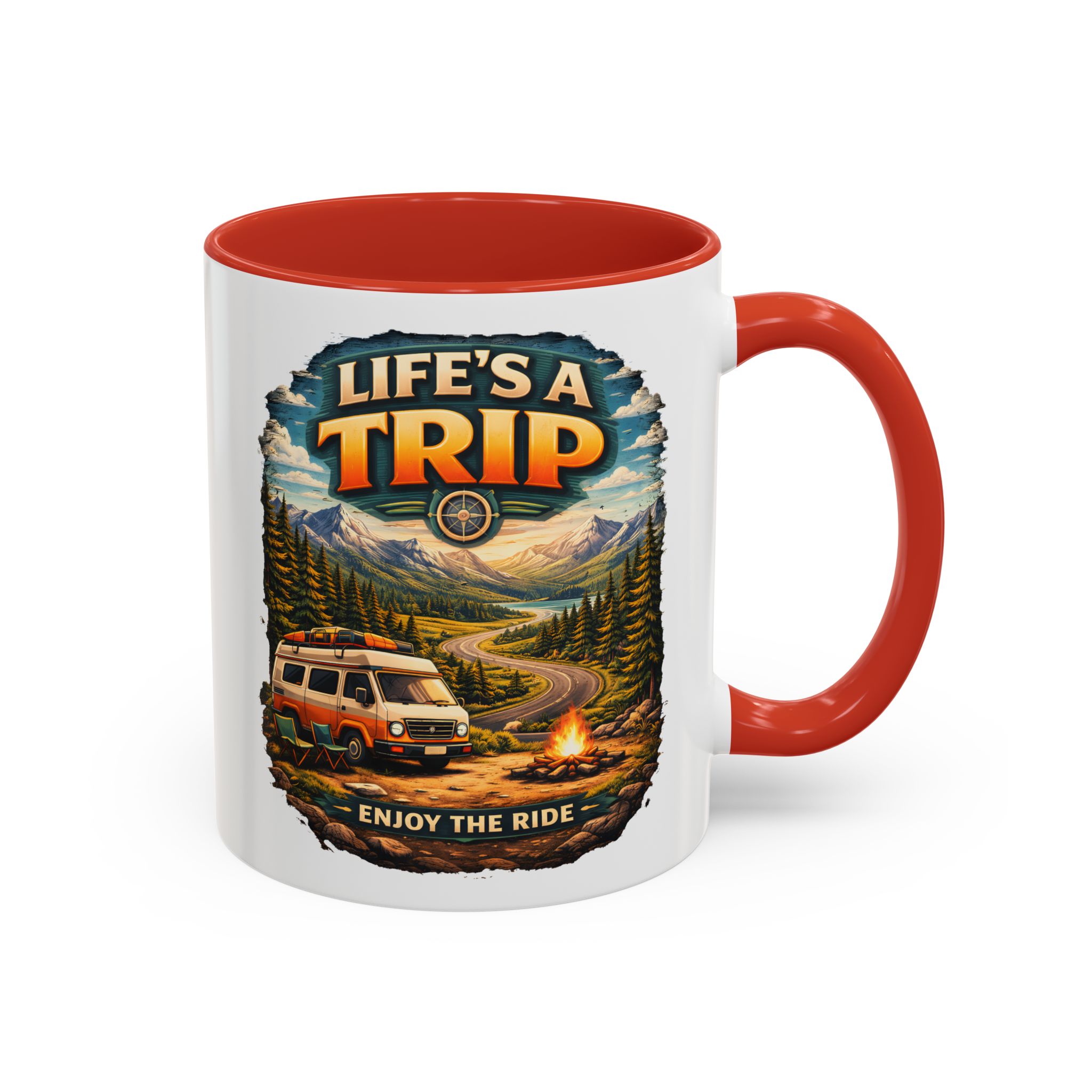 Accent Coffee Mug (11, 15oz) — "Life s A Trip" Design Scenic-Line