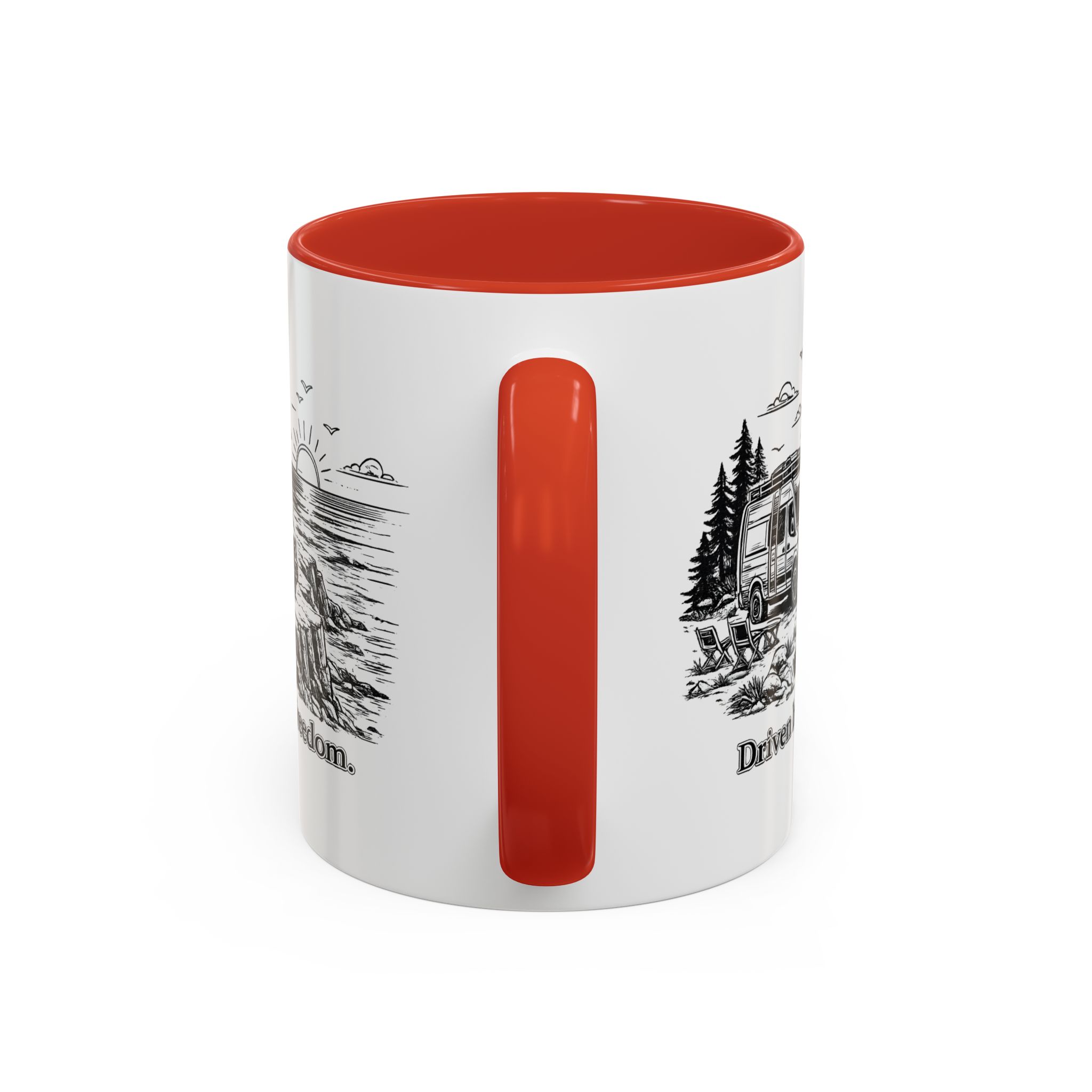 Accent Coffee Mug (11, 15oz) — "Driven By Freedom" Design Minimal-Line