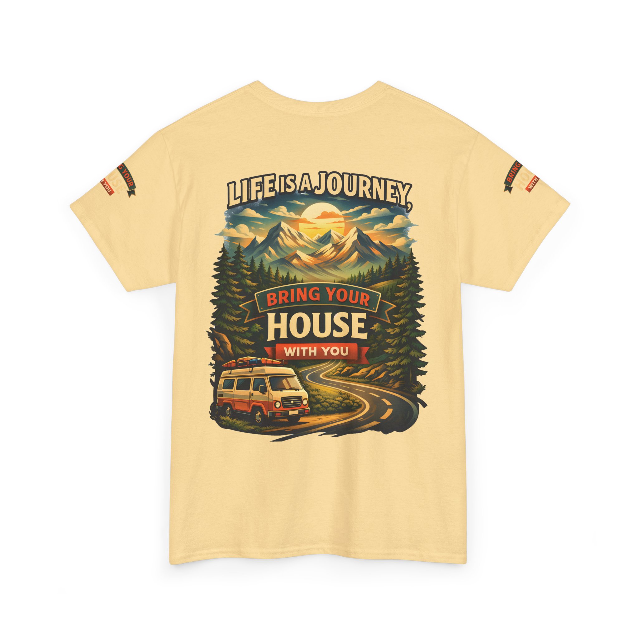 4290930769553057565_2048.jpeg Unisex Heavy Cotton Tee — "Live Is A Journey-Bring Your House With You" Design Scenic-Line