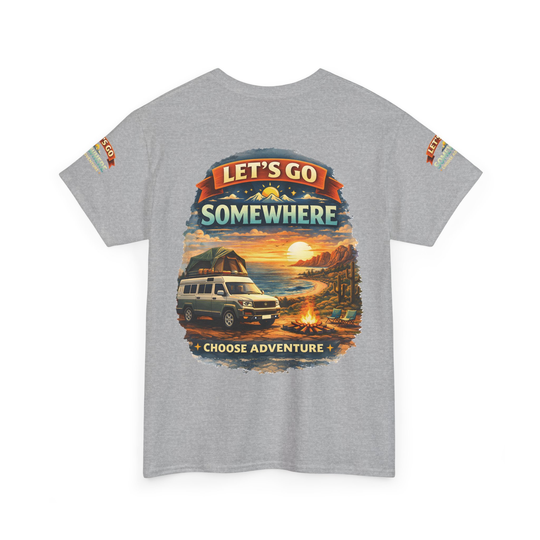 Unisex Heavy Cotton Tee — "Lets Go Somewhere" Design Scenic-Line