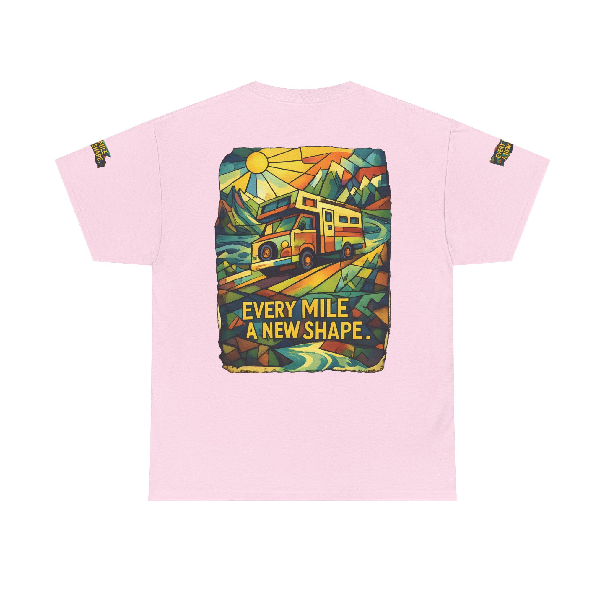Unisex Heavy Cotton Tee — "Every Mile A New Shape" Design Cubic-Line