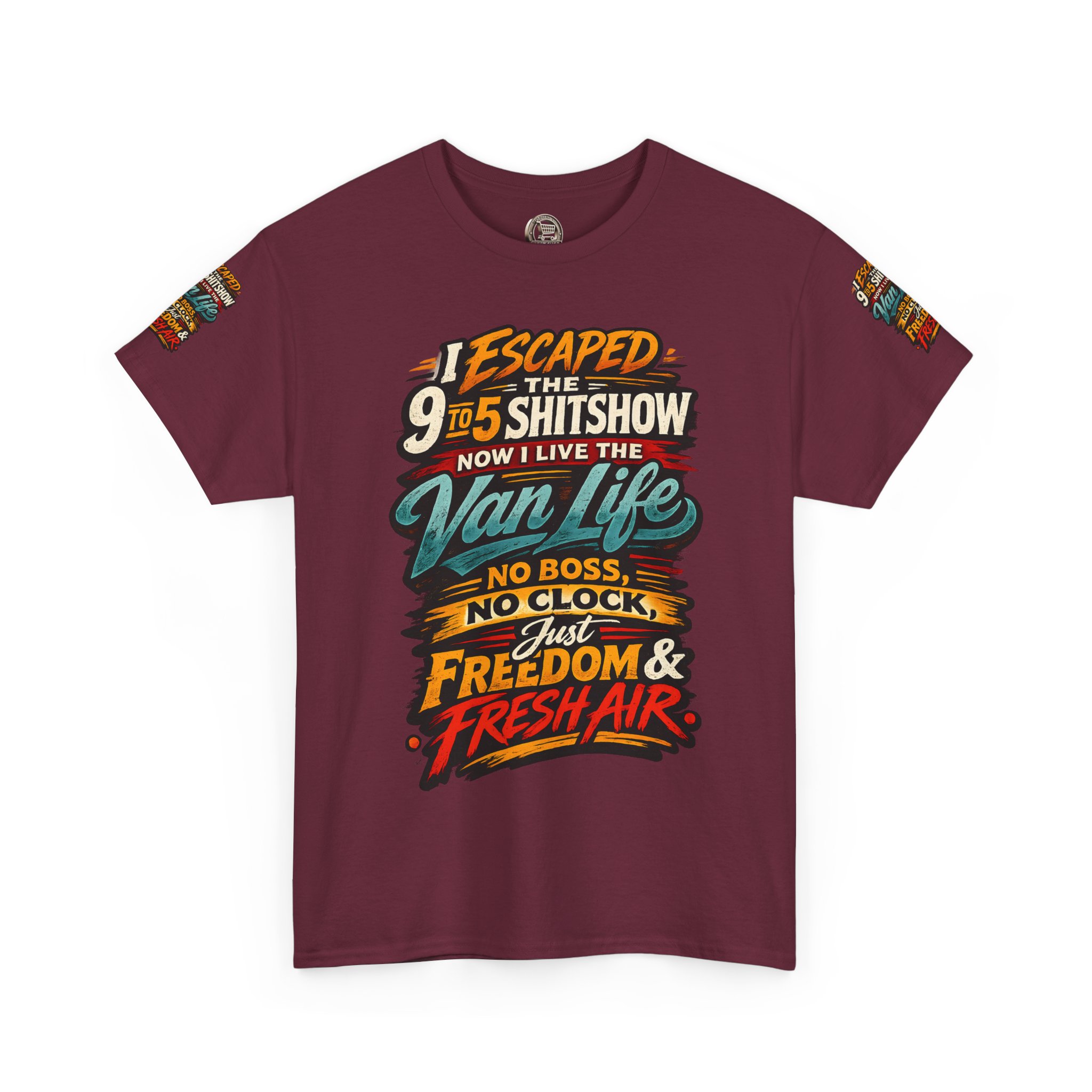 Unisex Heavy Cotton Tee — "I Escaped The 9 To 5" Design F**K-Line