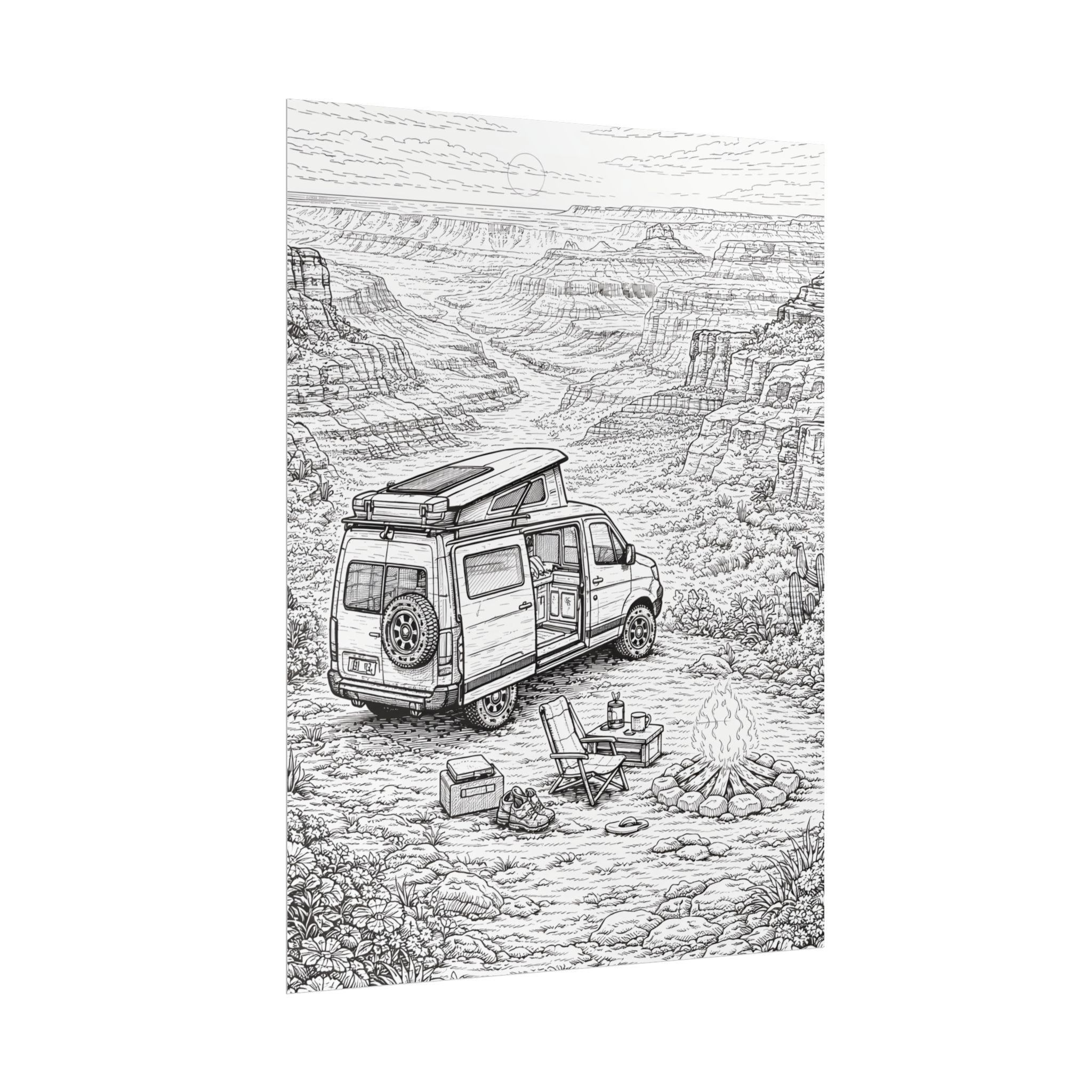 Campervan Poster — Vintage RV Camping Landscape Wall Art
