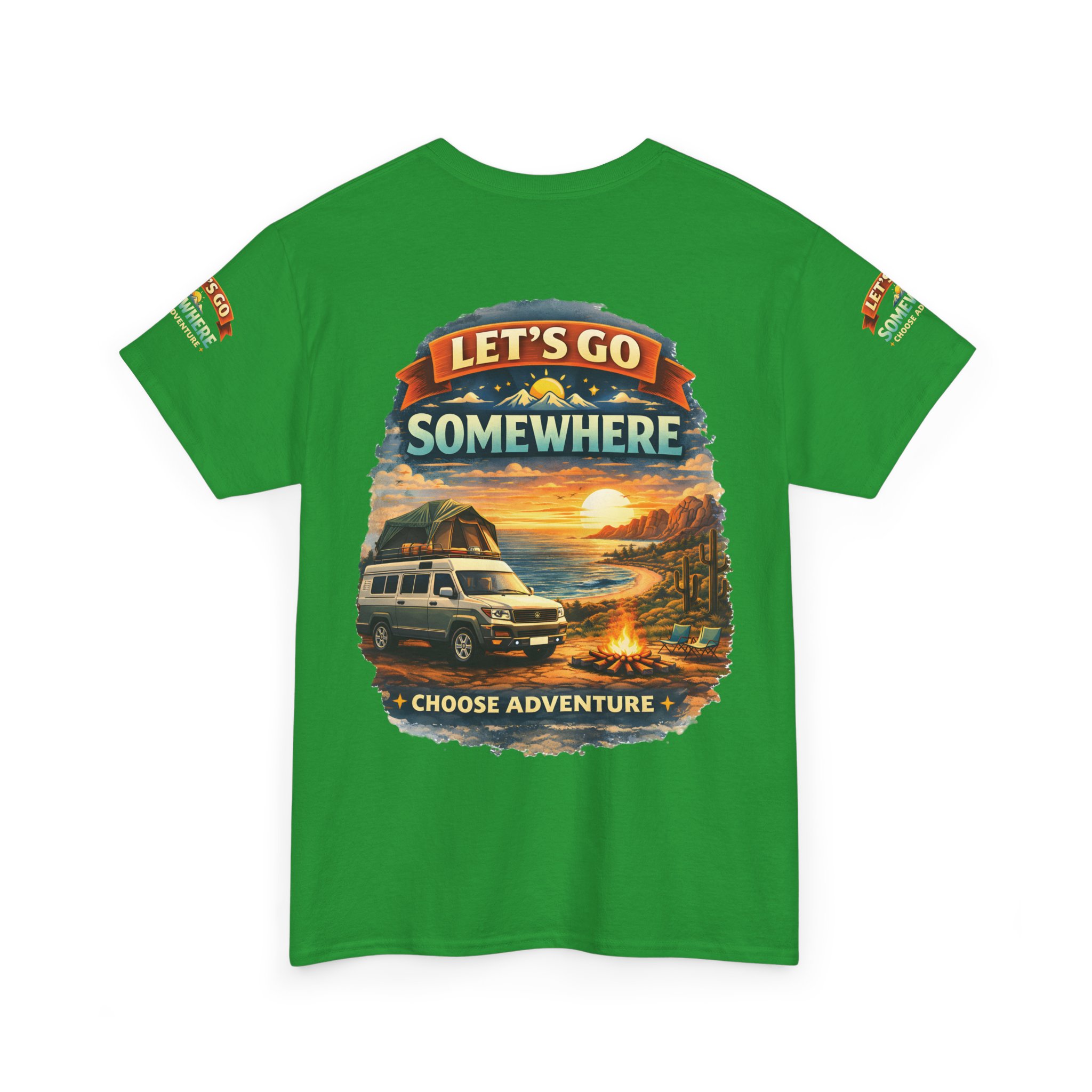Unisex Heavy Cotton Tee — "Lets Go Somewhere" Design Scenic-Line