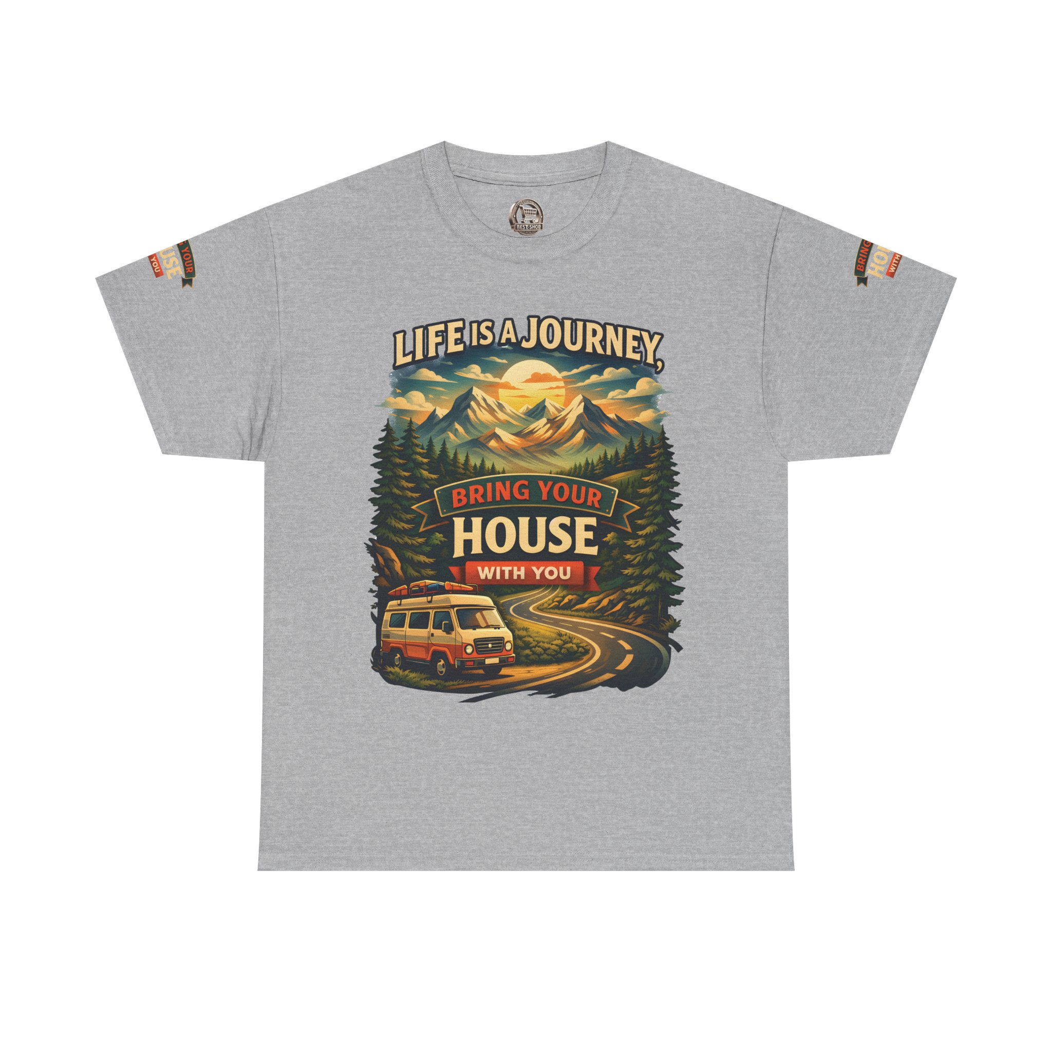 430748726462431184_2048.jpeg Unisex Heavy Cotton Tee — "Live Is A Journey-Bring Your House With You" Design Scenic-Line