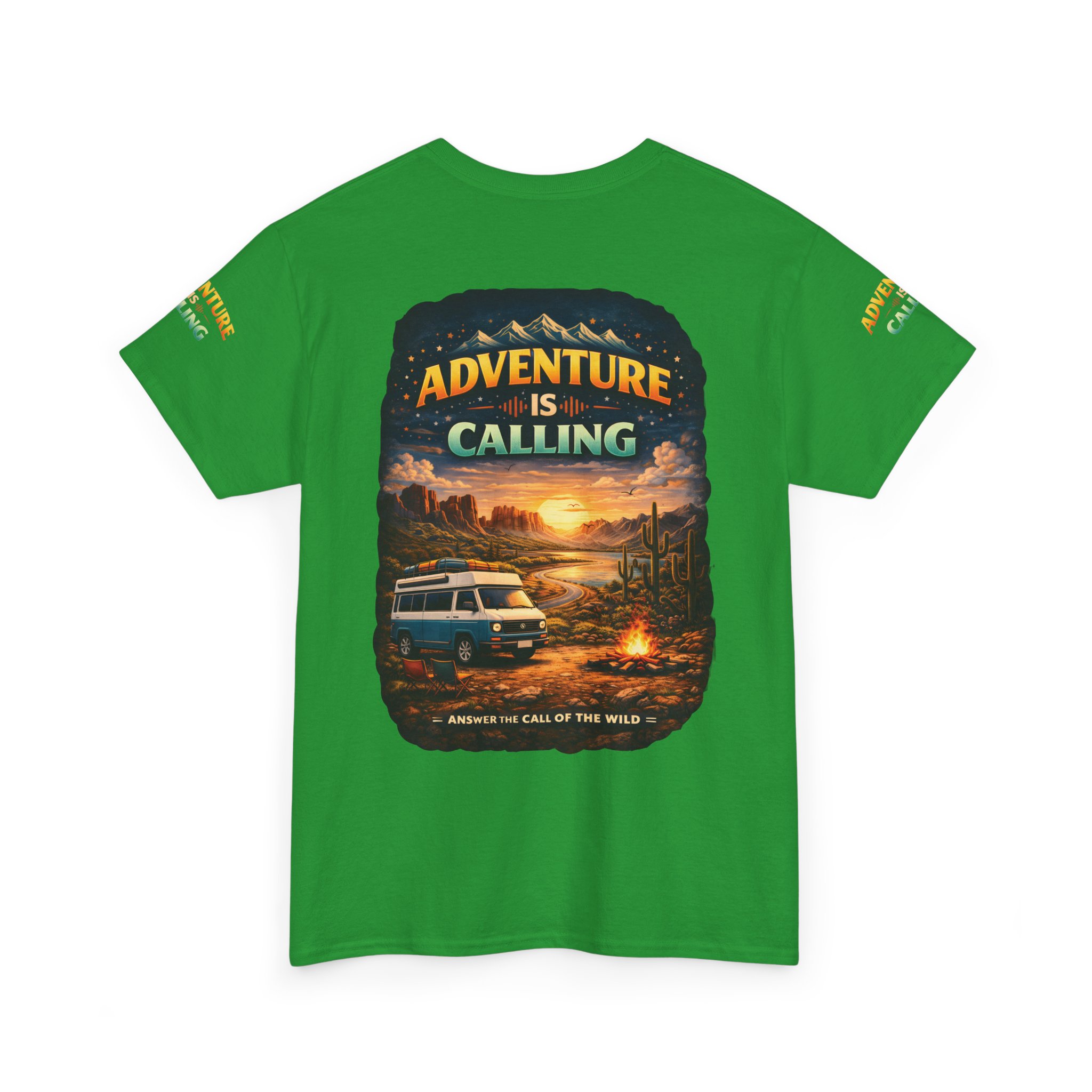 Unisex Heavy Cotton Tee — "Adventure Is Calling" Design Scenic-Line