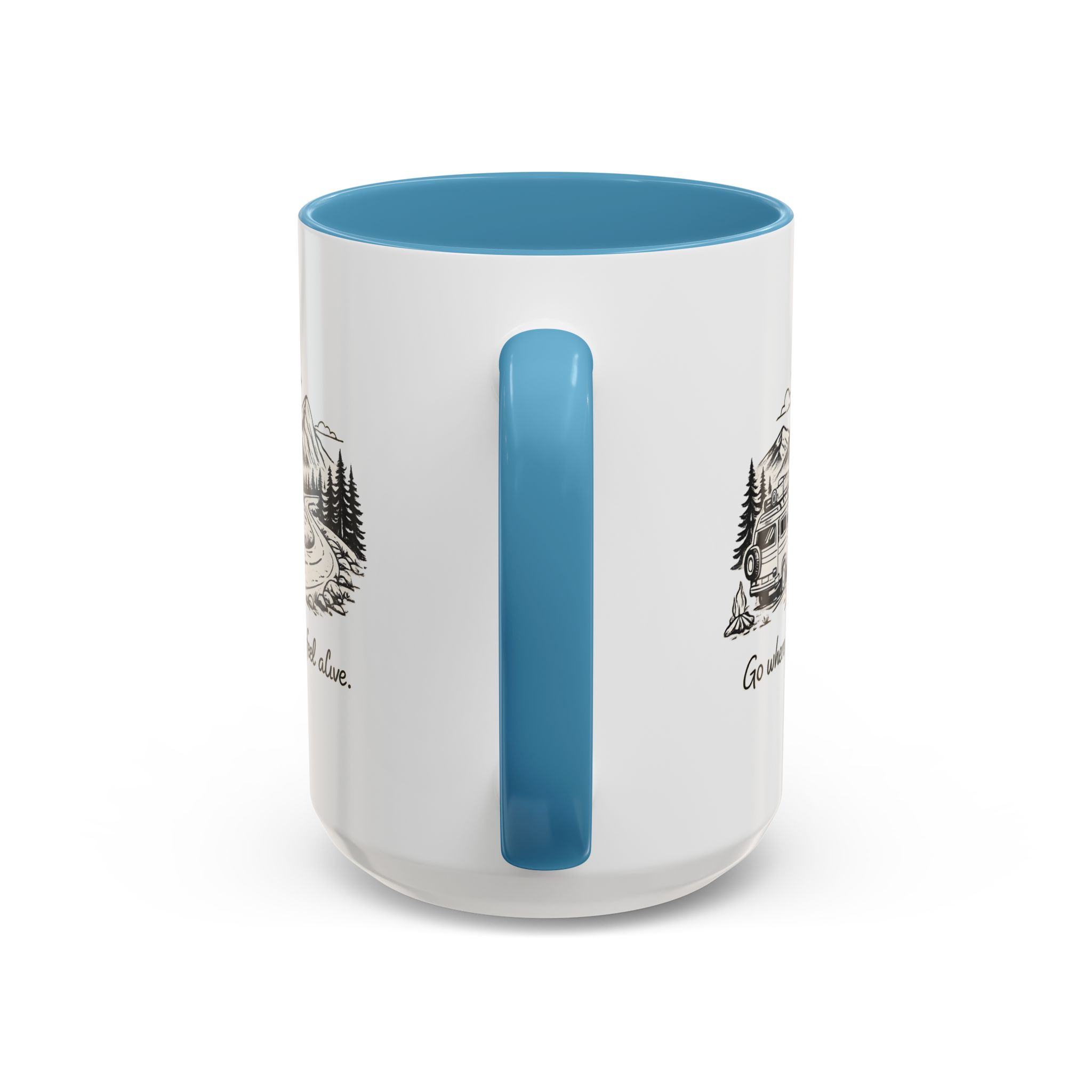 Accent Coffee Mug (11, 15oz) — "Go Where You Feel Alive" Design Minimal-Line