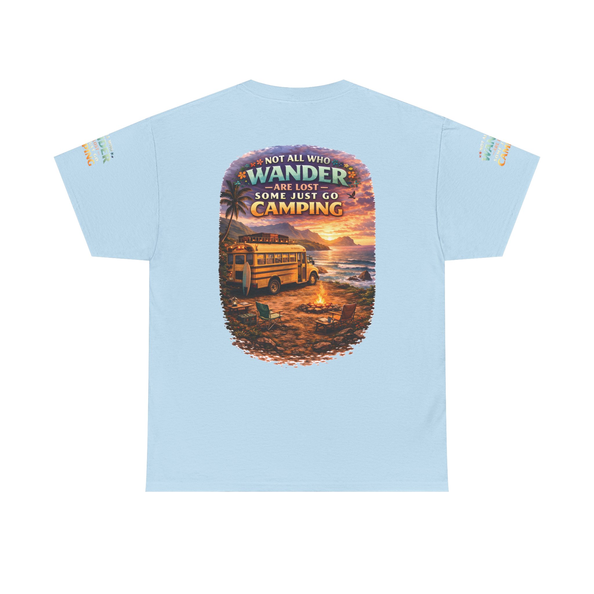 Unisex Heavy Cotton Tee — "Not All Who Wander Are Lost" Design Scenic-Line