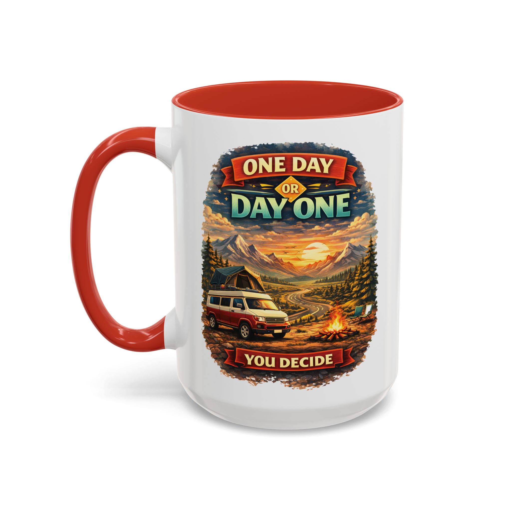 Accent Coffee Mug (11, 15oz) — "One Day Or Day One" Design Scenic-Line