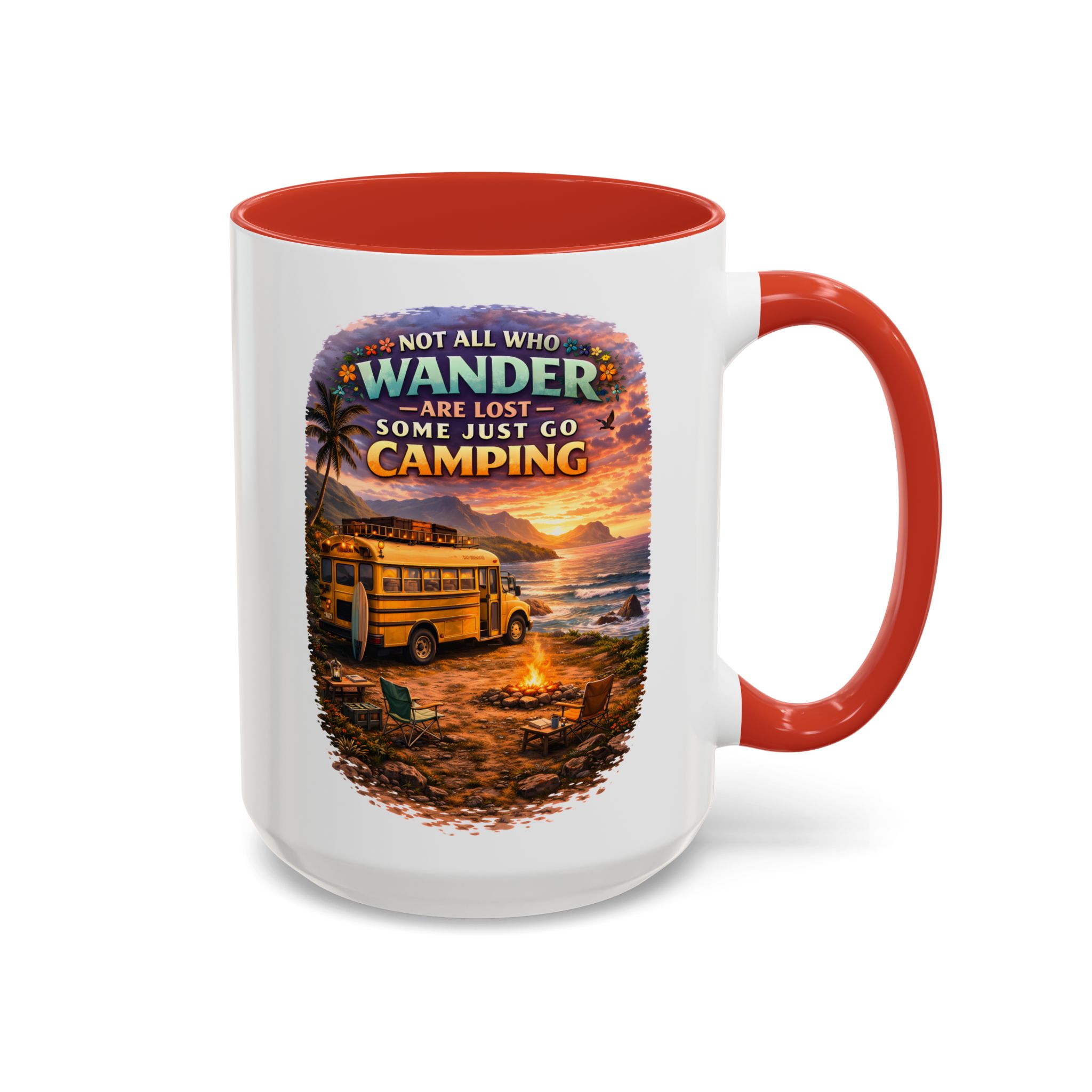 Accent Coffee Mug (11, 15oz) — "Not All Who Wander Are Lost" Design Scenic-Line