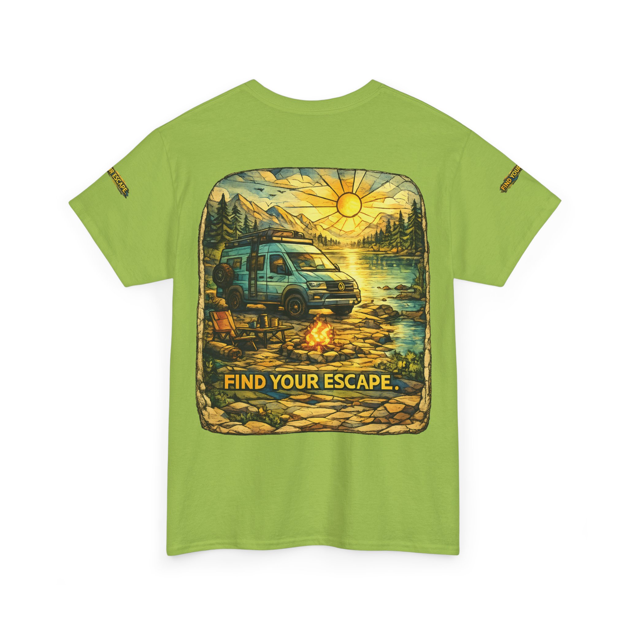 Unisex Heavy Cotton Tee — "Find Your Escape" Design Cubic-Line