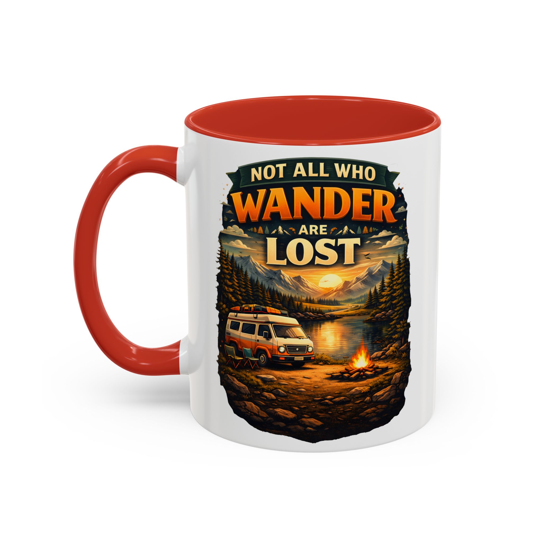 Accent Coffee Mug (11, 15oz) — "Not All Who Wander Are Lost" Design Scenic-Line
