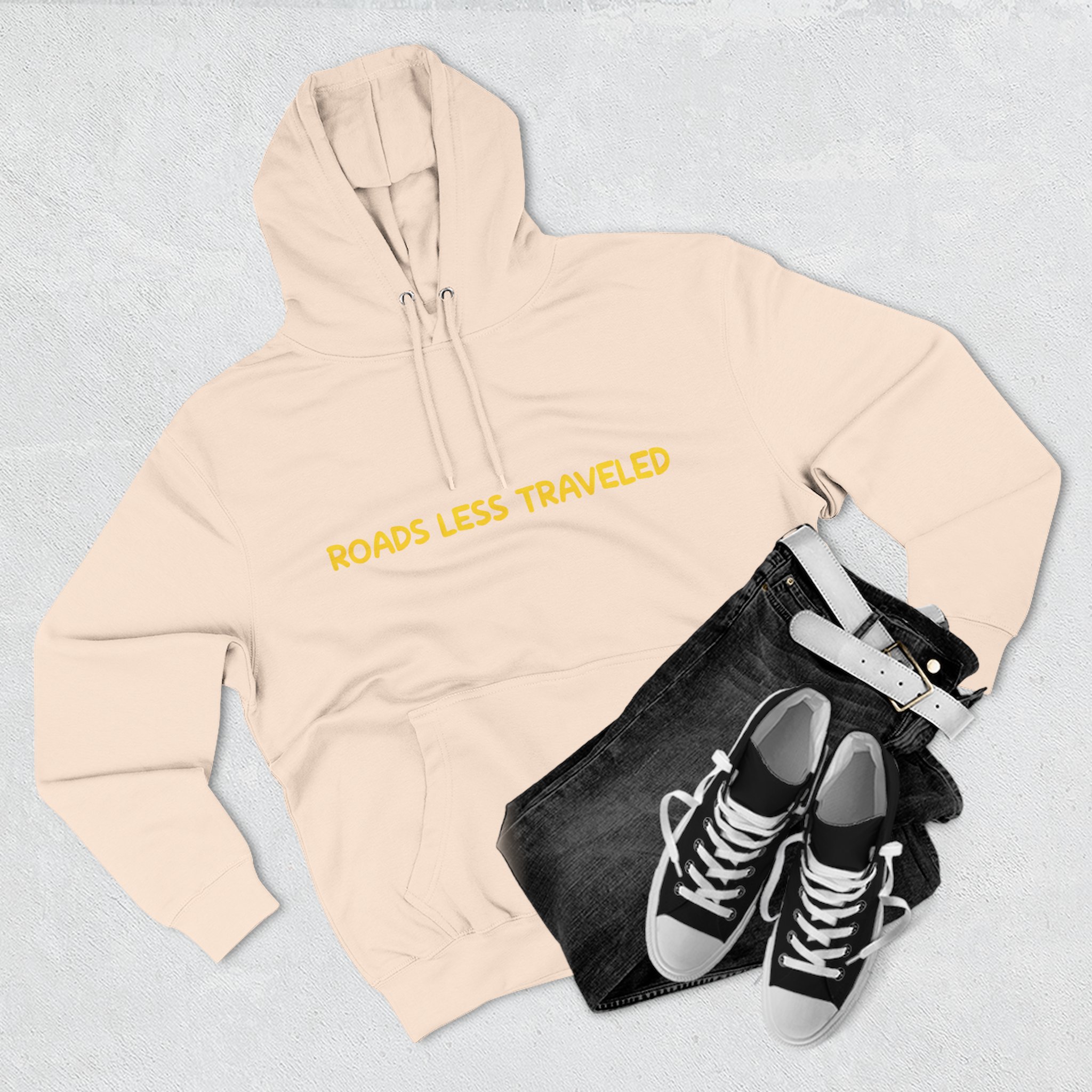 Three-Panel Fleece Hoodie - "Roads Less Traveled" Design Sitcom-Line