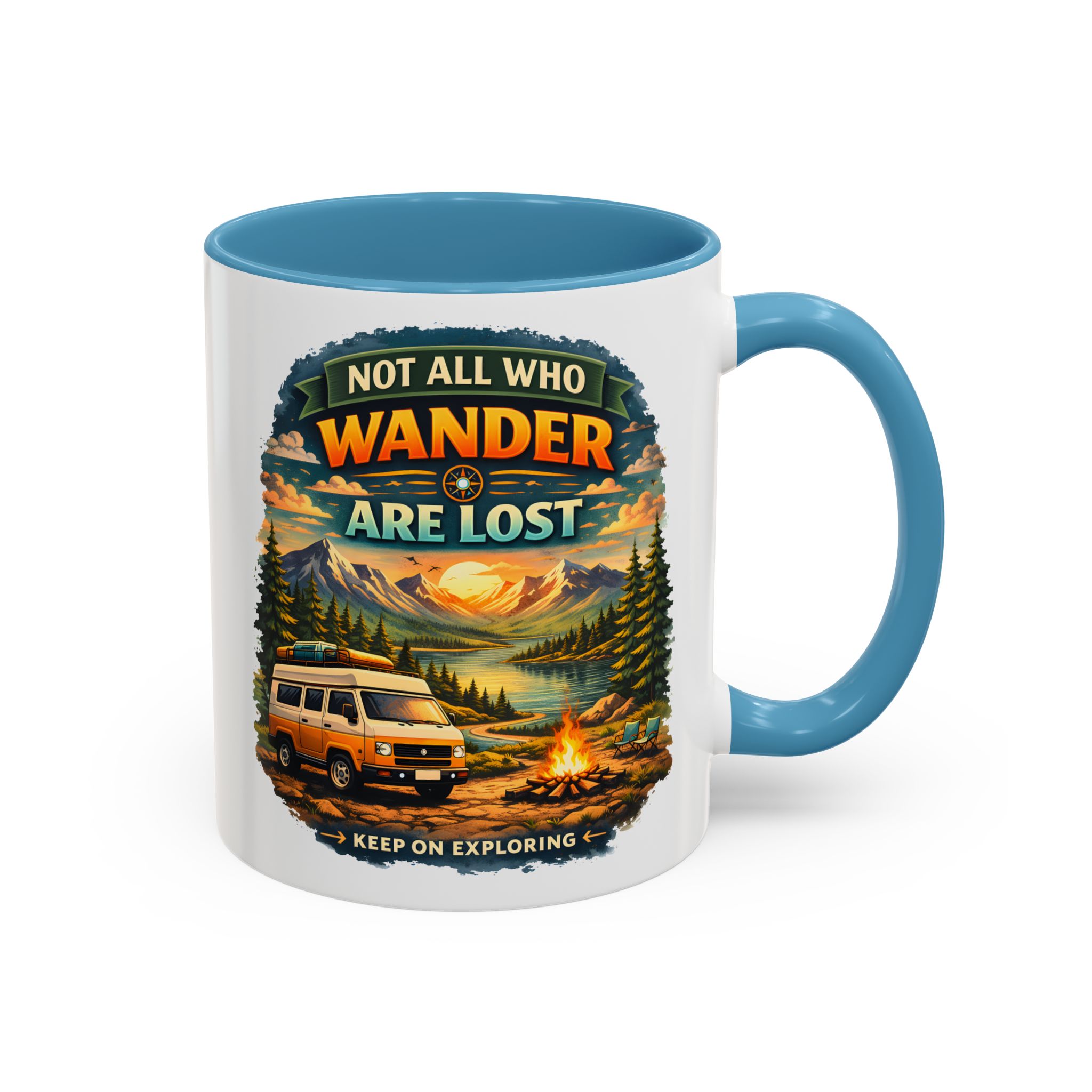 Accent Coffee Mug (11, 15oz) — "Not All Who Wander Are Lost" Design Scenic-Line