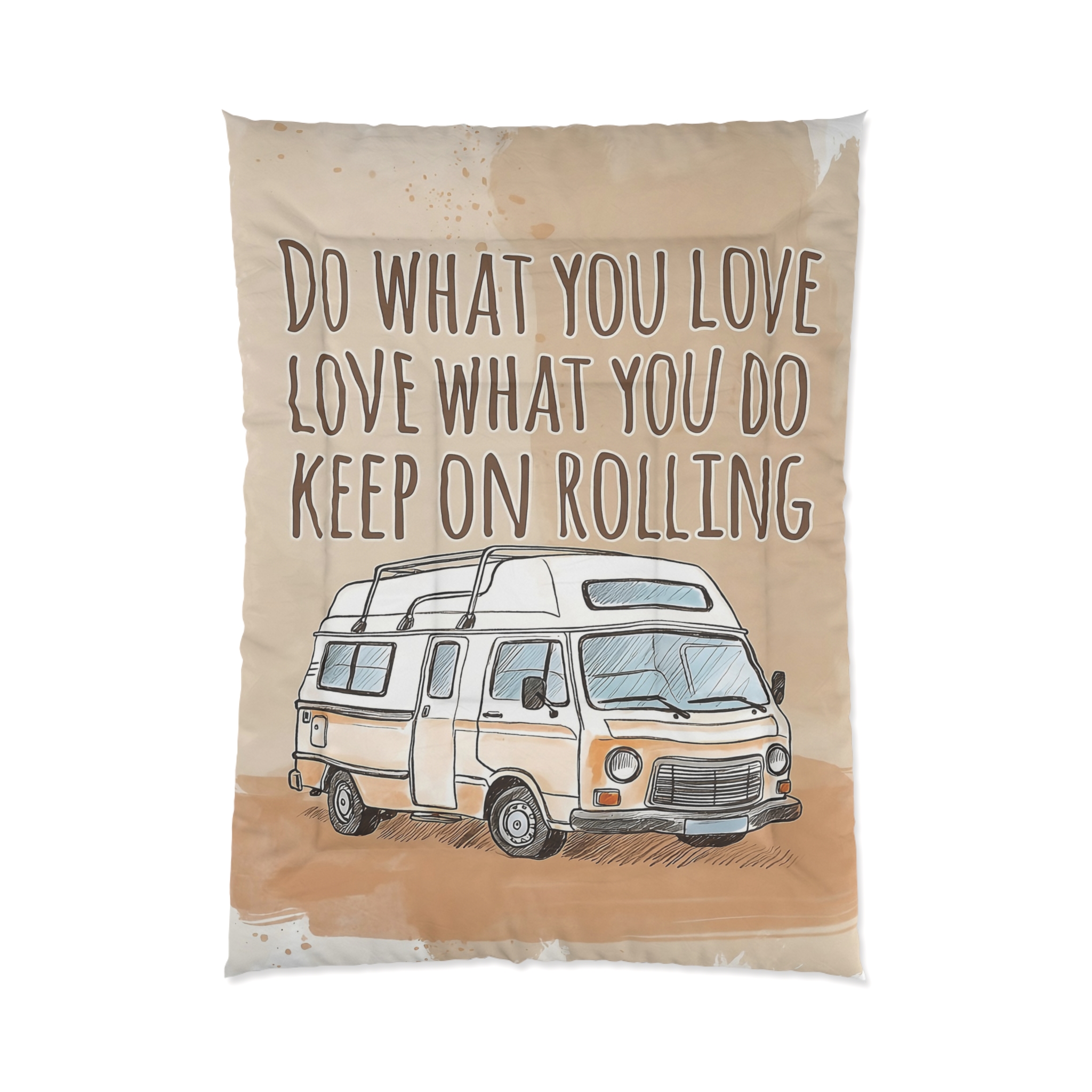 Comforter - 'Do What You Love, Keep On Rolling' Vintage Camper Comforter