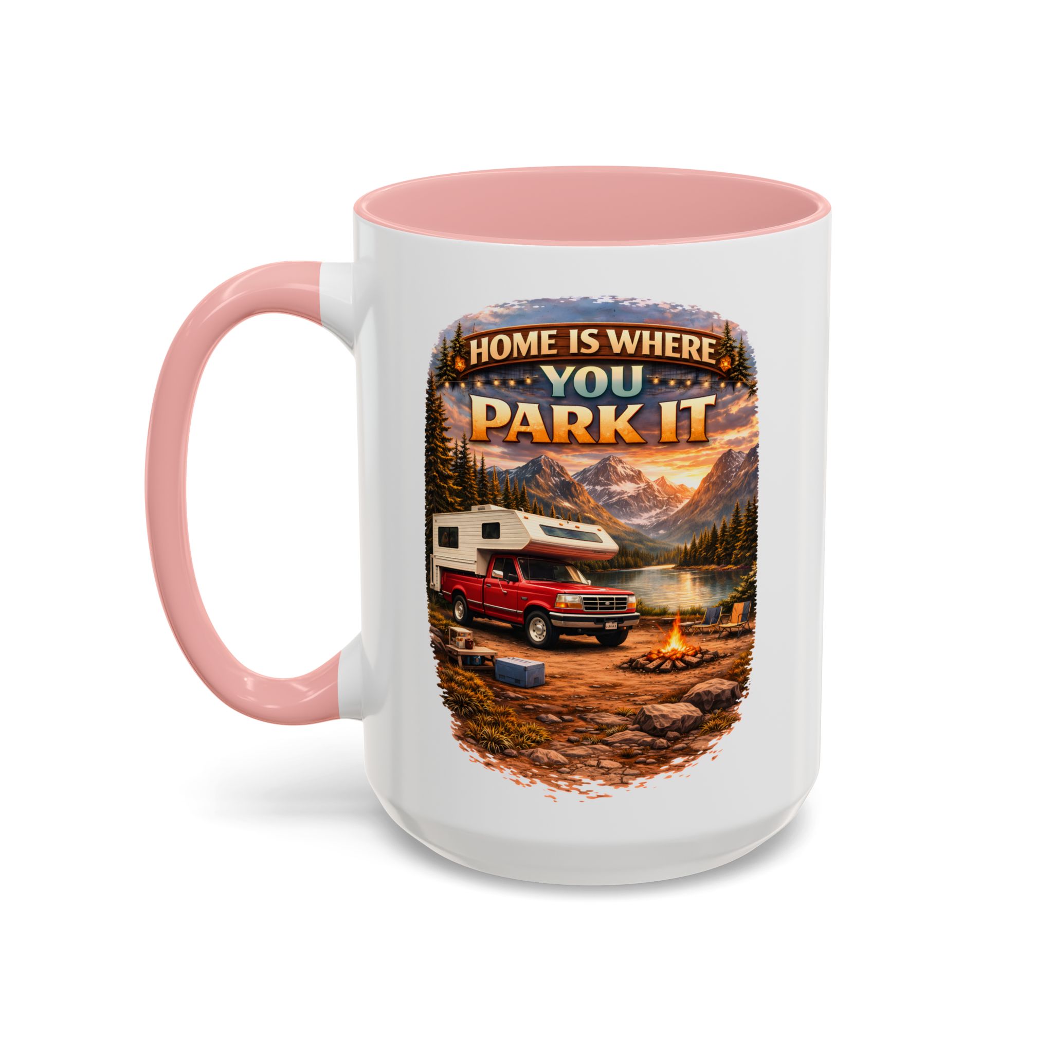 Accent Coffee Mug (11, 15oz) — "Home Is Where You Park It" Design Scenic-Line
