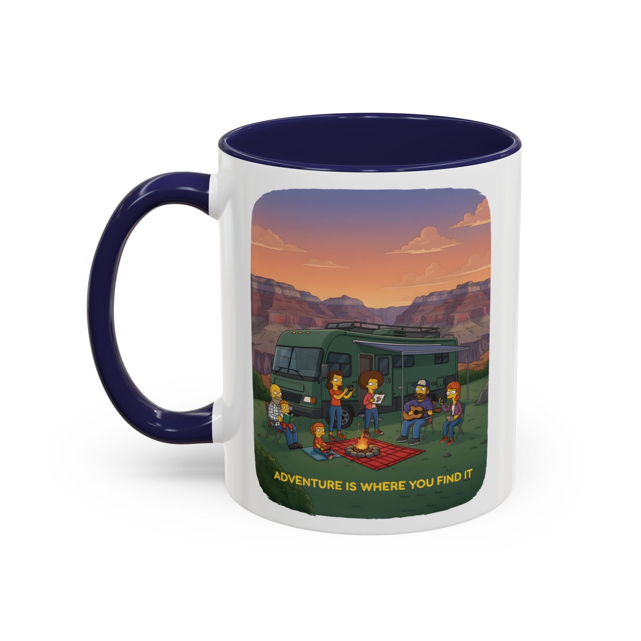 Accent Coffee Mug (11, 15oz) — "Adventure Is Where You Find It" Design Sitcom-Line