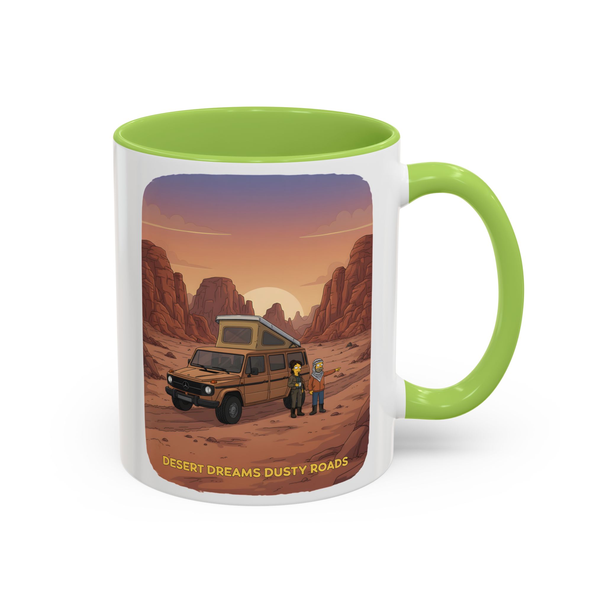 Accent Coffee Mug (11, 15oz) — "Desert Dreams Dusty Roads" Design Sitcom-Line