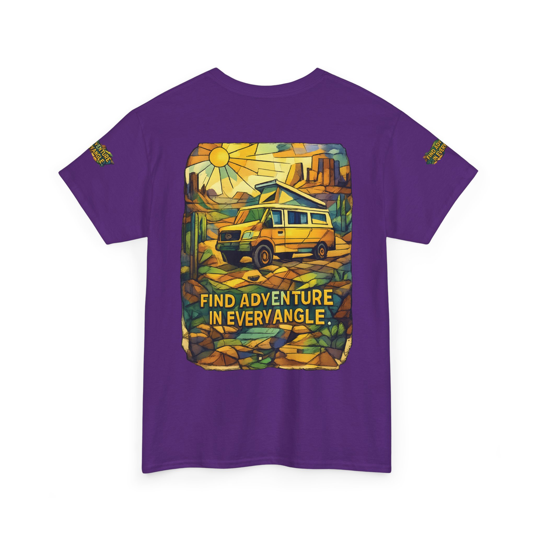 Unisex Heavy Cotton Tee — "Find Adventure In Every Corner" Design Cubic-Line