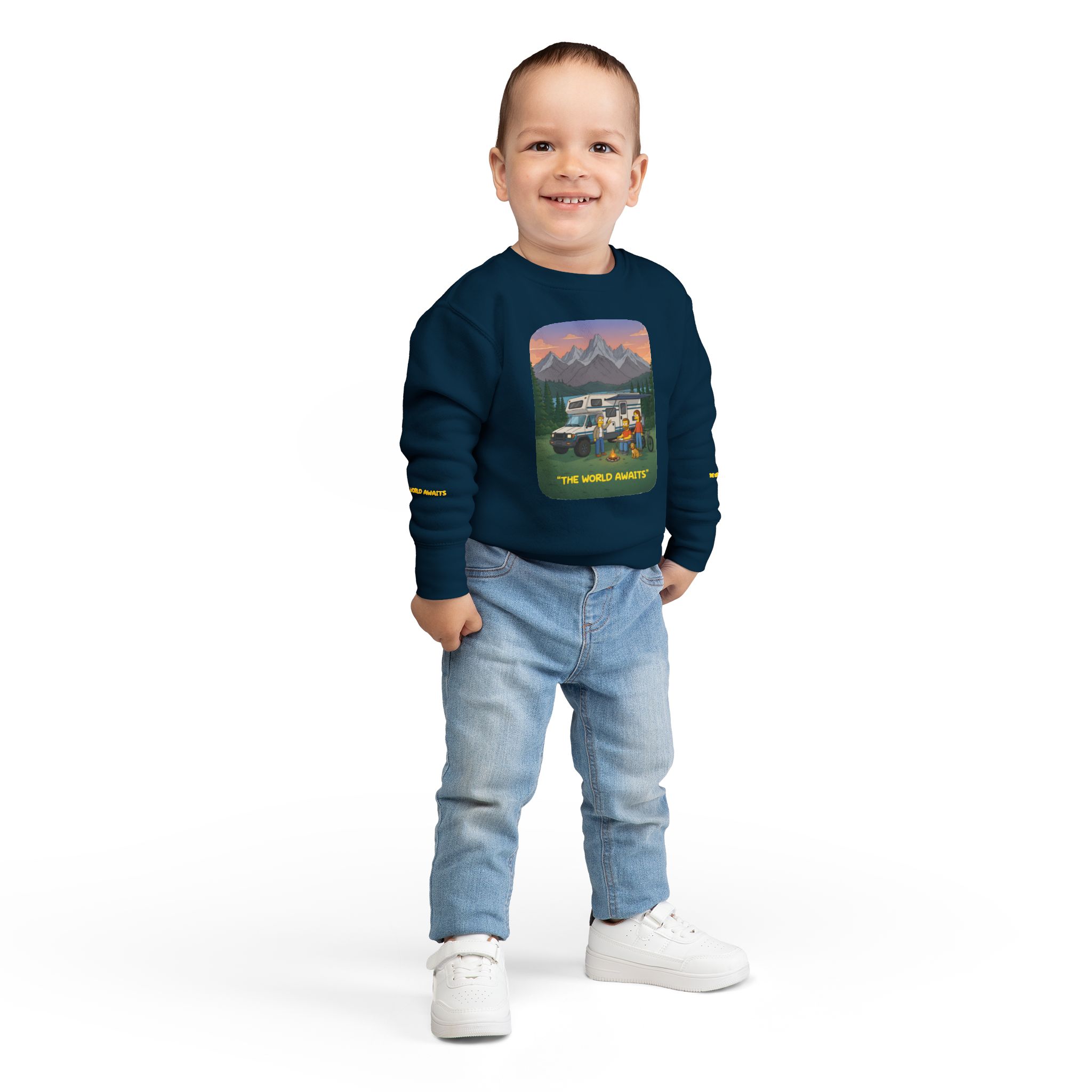 Toddler Sweatshirt - "The World Awaits" (Design Sitcom-Line)