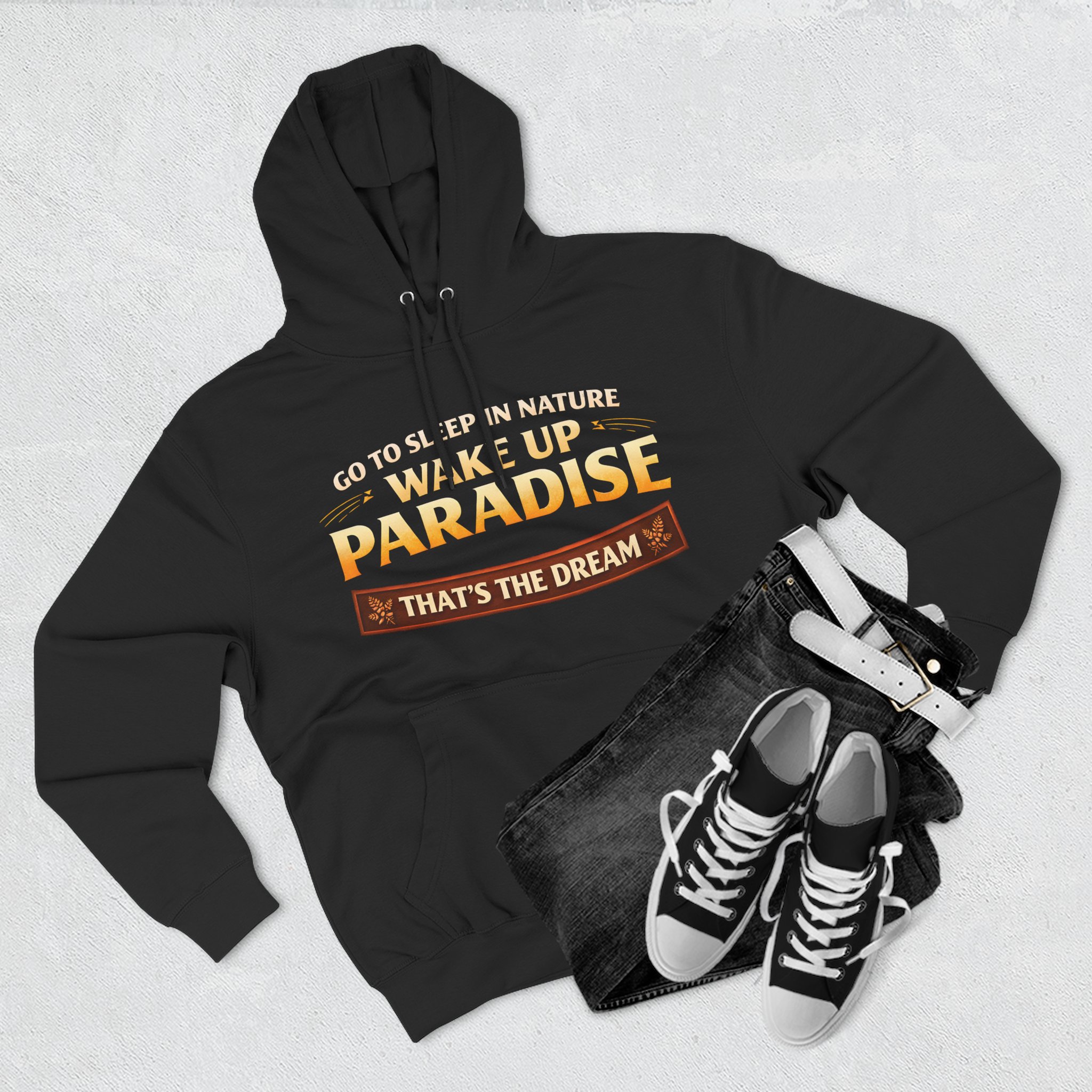 Three-Panel Fleece Hoodie - "Go To Sleep In Nature " Design Scenic-Line