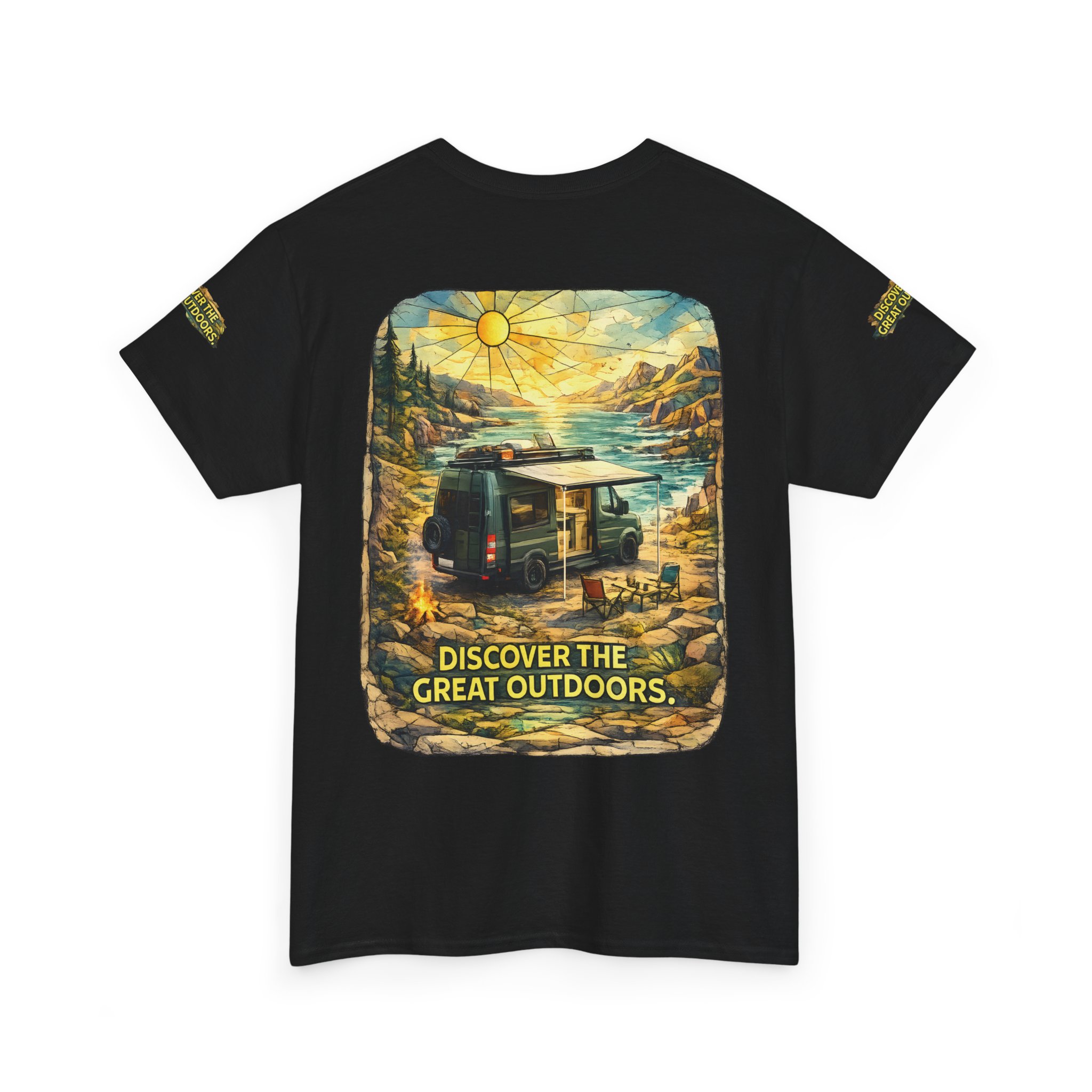 Unisex Heavy Cotton Tee — "Discover The Great Outdoors" Design Cubic-Line