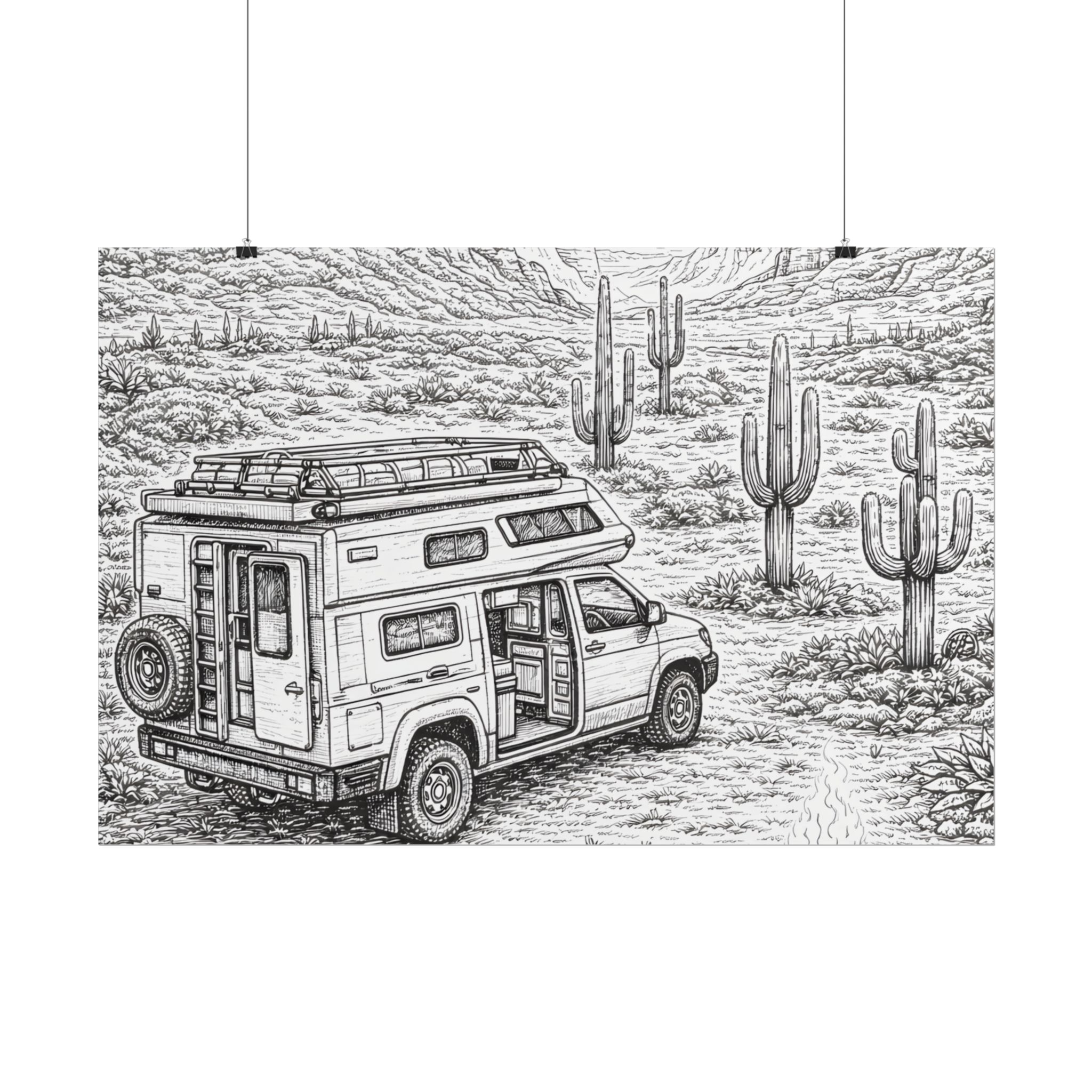 Campervan Poster — Vintage RV Camping Landscape Wall Art