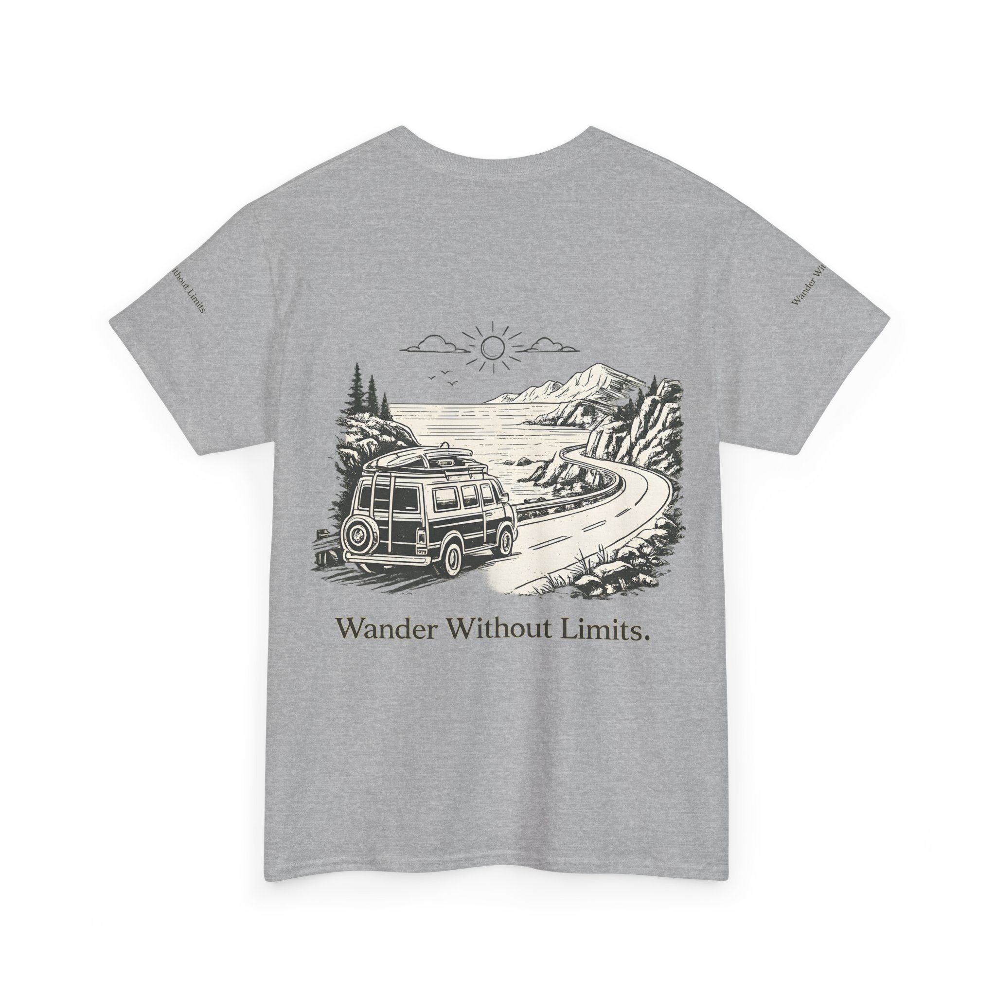 4384019530426804137_2048.jpeg Unisex Heavy Cotton Tee — "Wander Without Limits" Design Minimal-Line