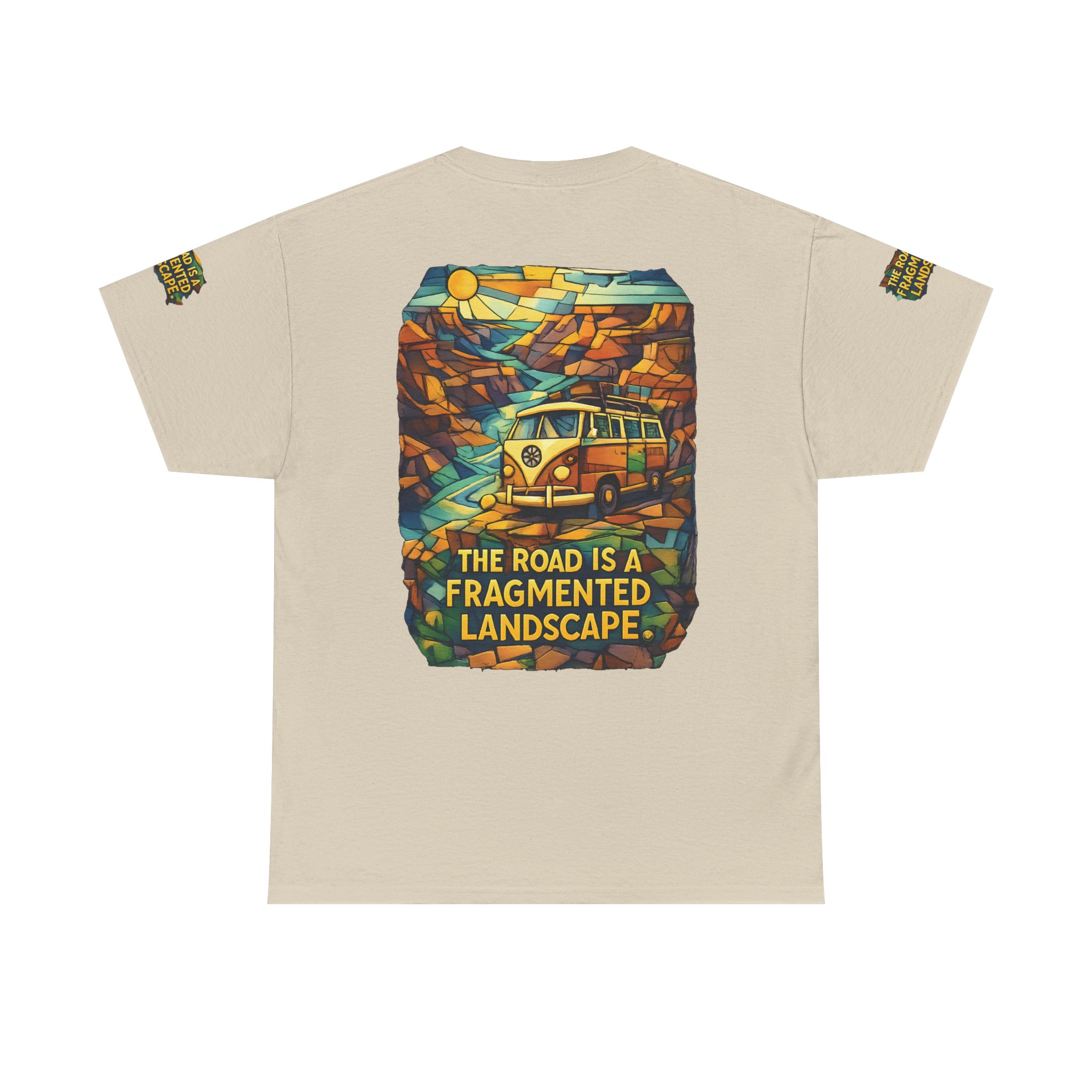 4387463090914512138_2048.jpeg Unisex Heavy Cotton Tee — "The Road Is A Fragmented Landscape" Design Cubic-Line