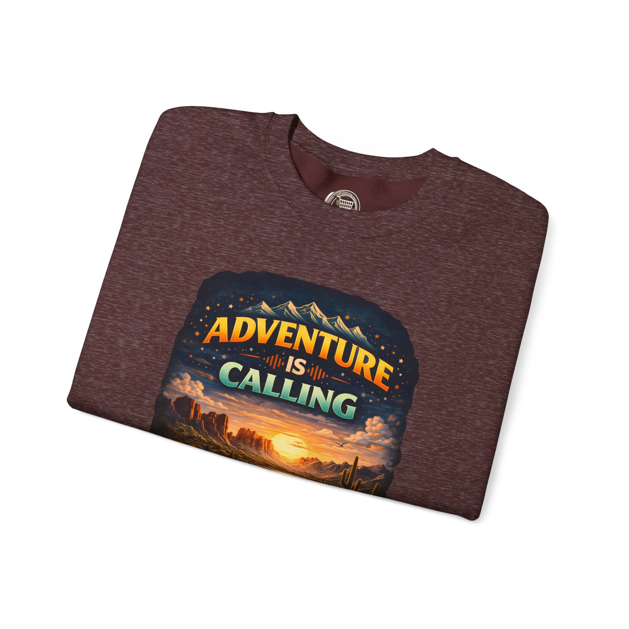 Unisex Heavy Blend™ Crewneck Sweatshirt — "Adventure Is Calling" Design Scenic-Line