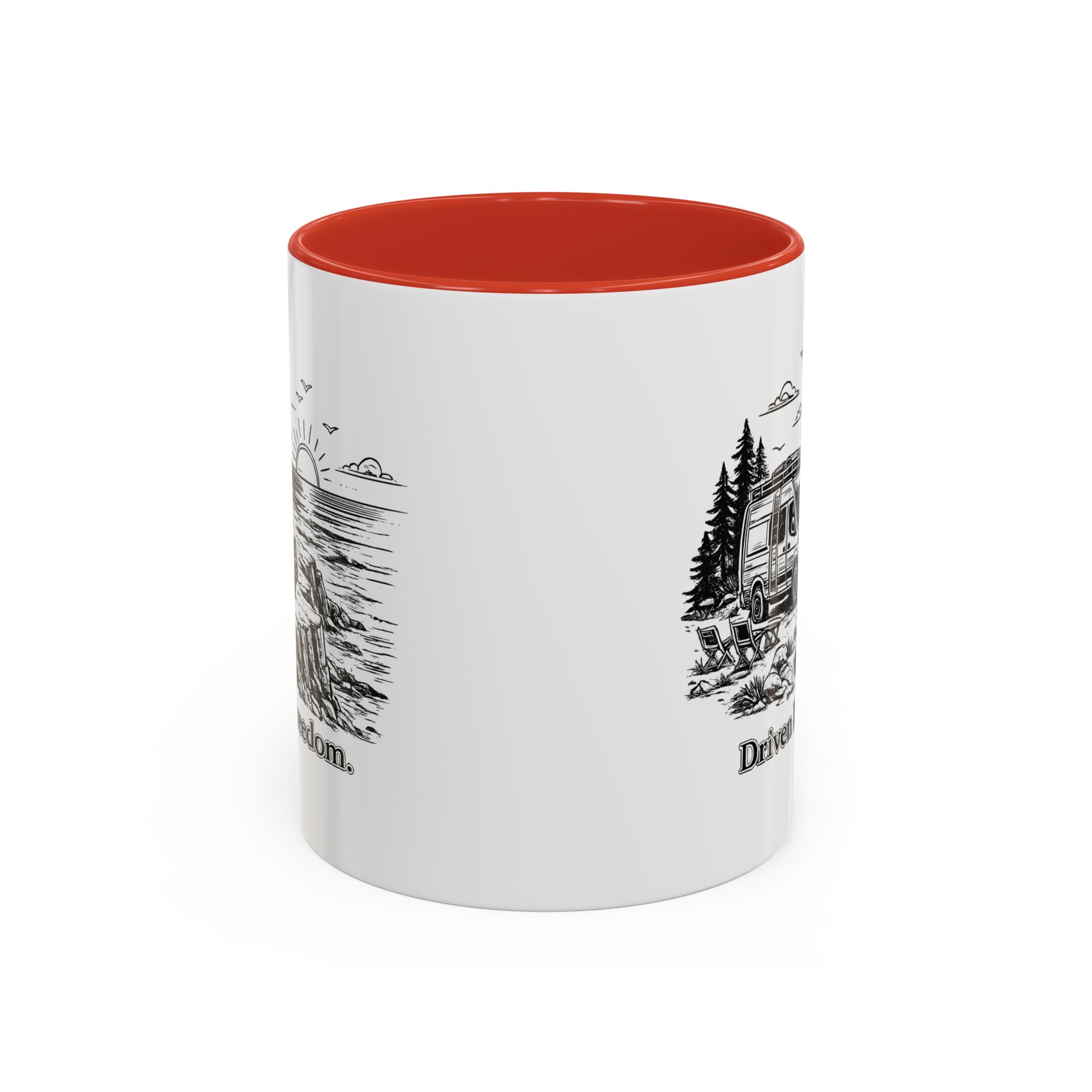 Accent Coffee Mug (11, 15oz) — "Driven By Freedom" Design Minimal-Line