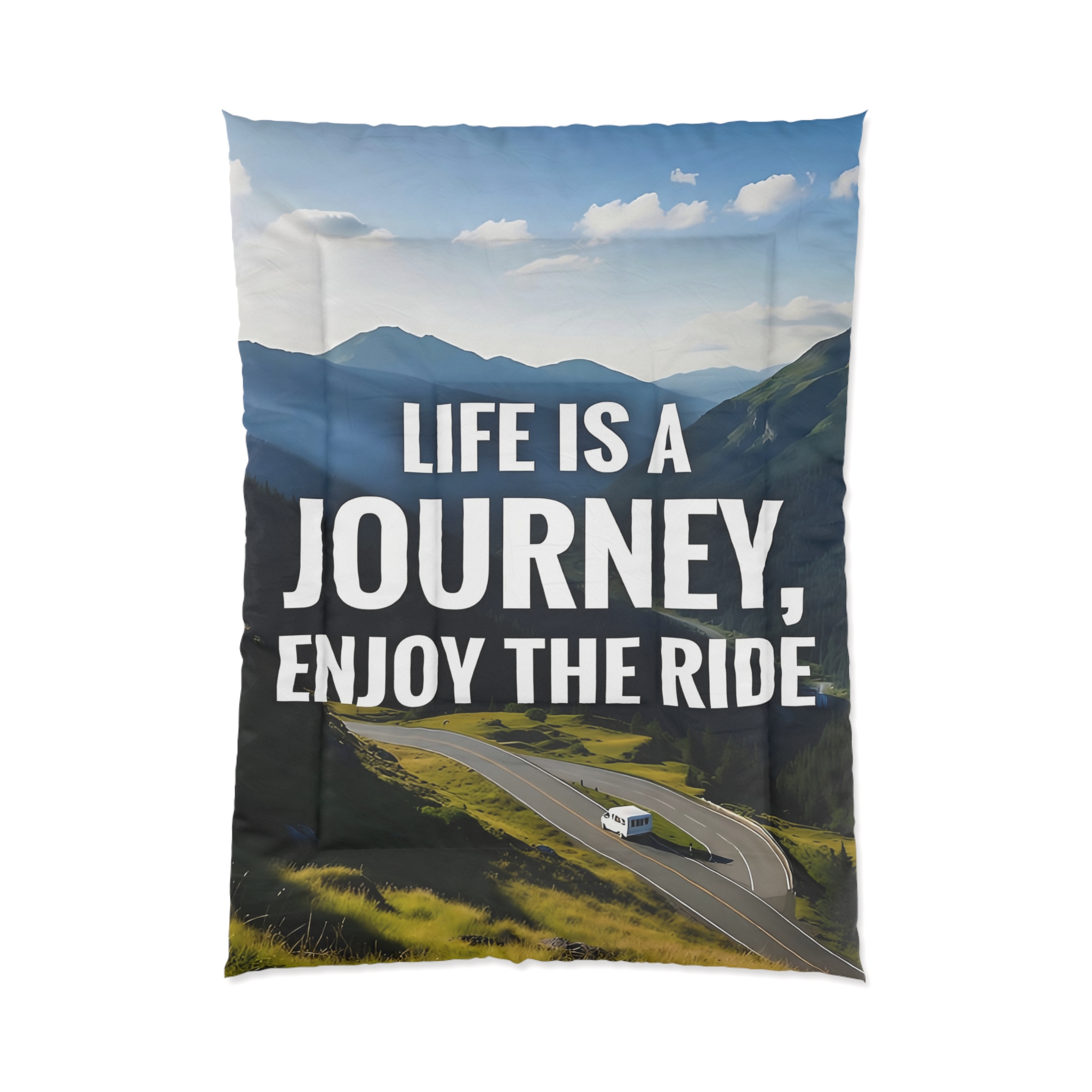 Comforter — "Life Is a Journey, Enjoy the Ride" Scenic Mountain Road Bedding