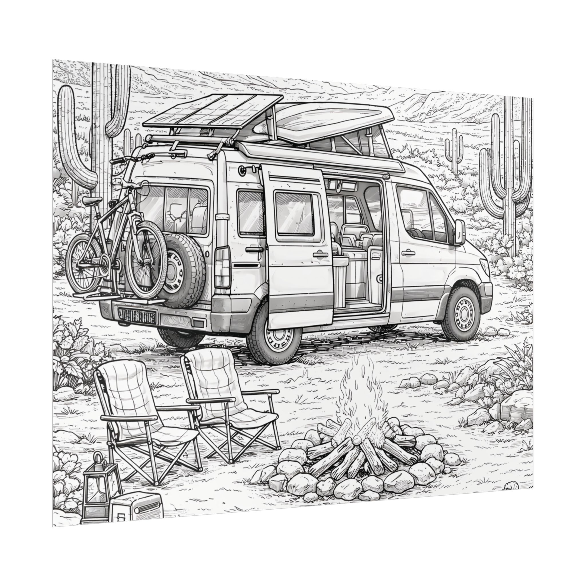 Campervan Poster — Vintage RV Camping Landscape Wall Art