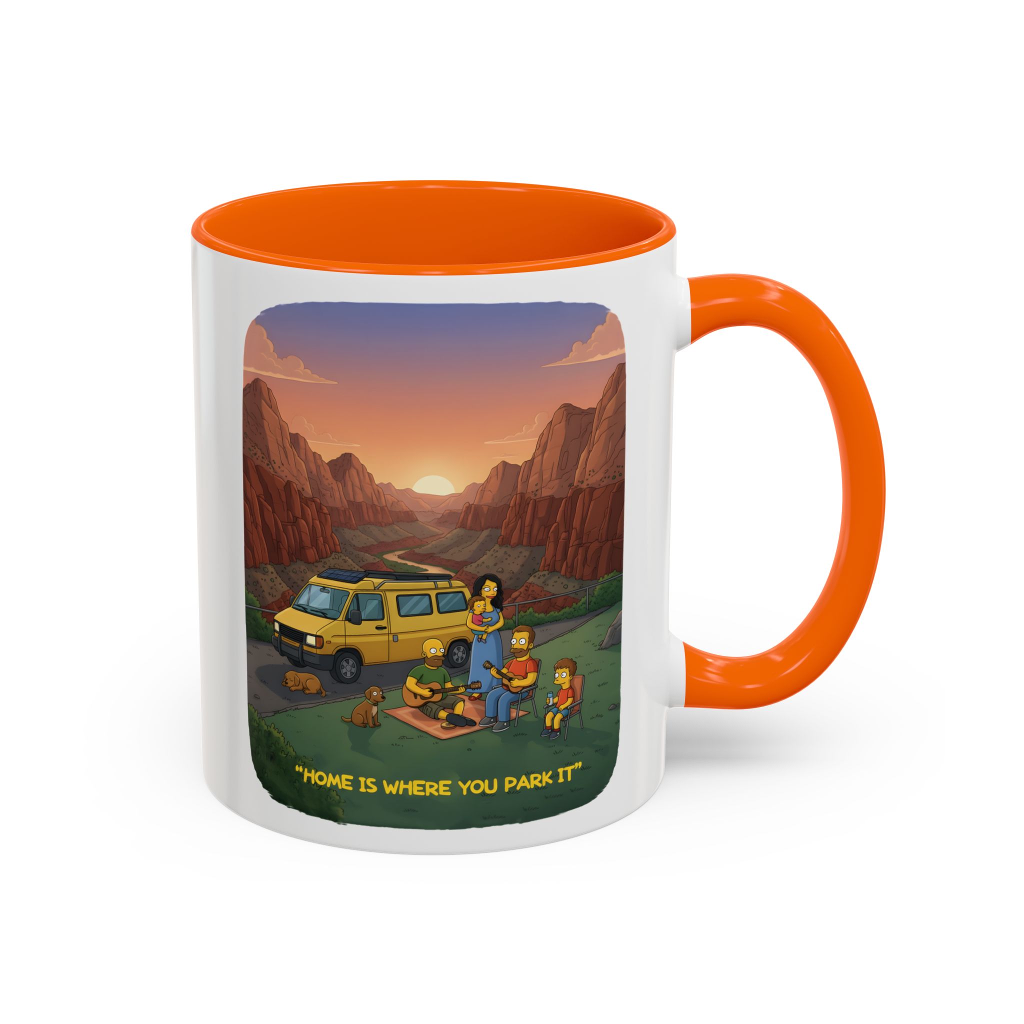 Accent Coffee Mug (11, 15oz) — "Home Is Where You Park It" Design Sitcom-Line