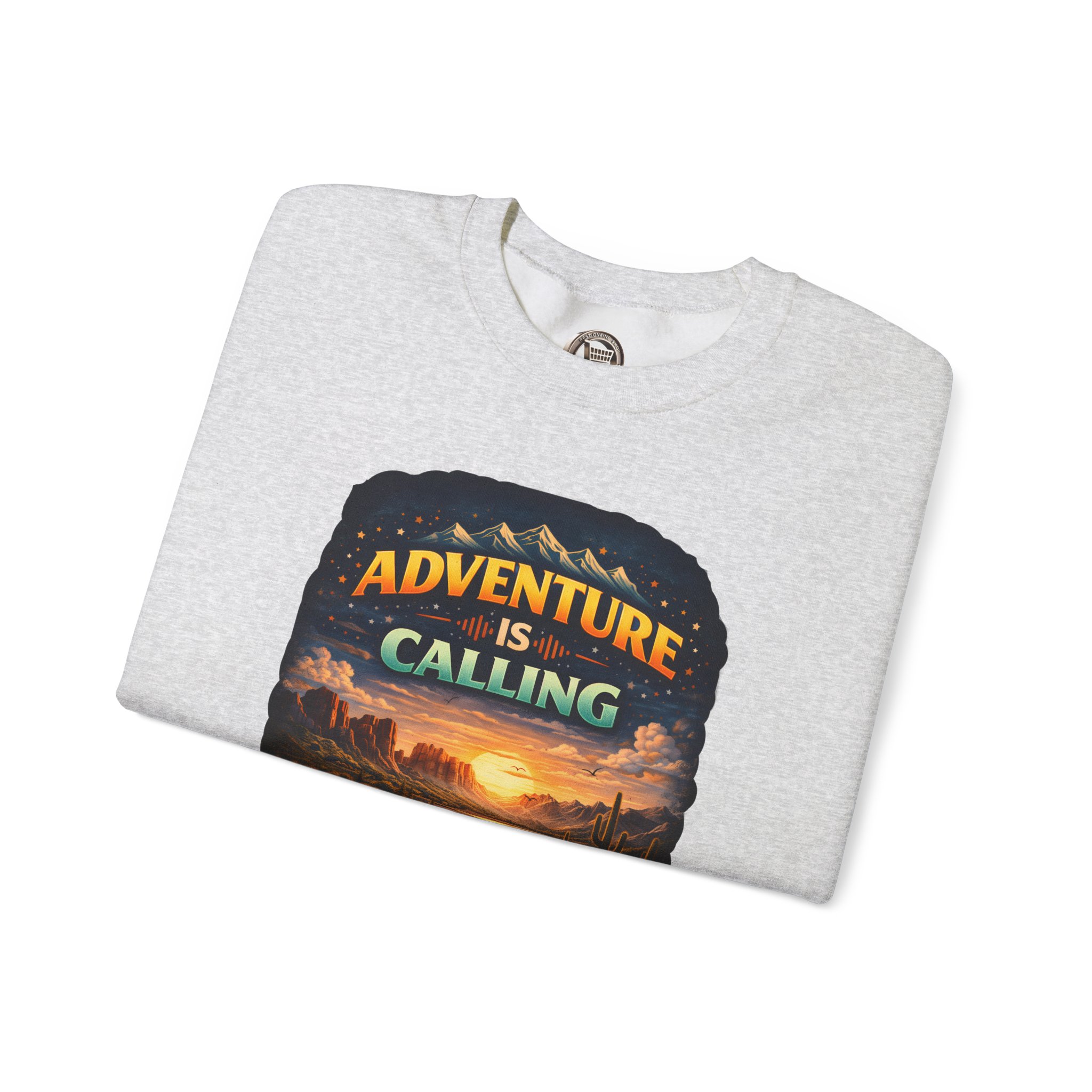 Unisex Heavy Blend™ Crewneck Sweatshirt — "Adventure Is Calling" Design Scenic-Line