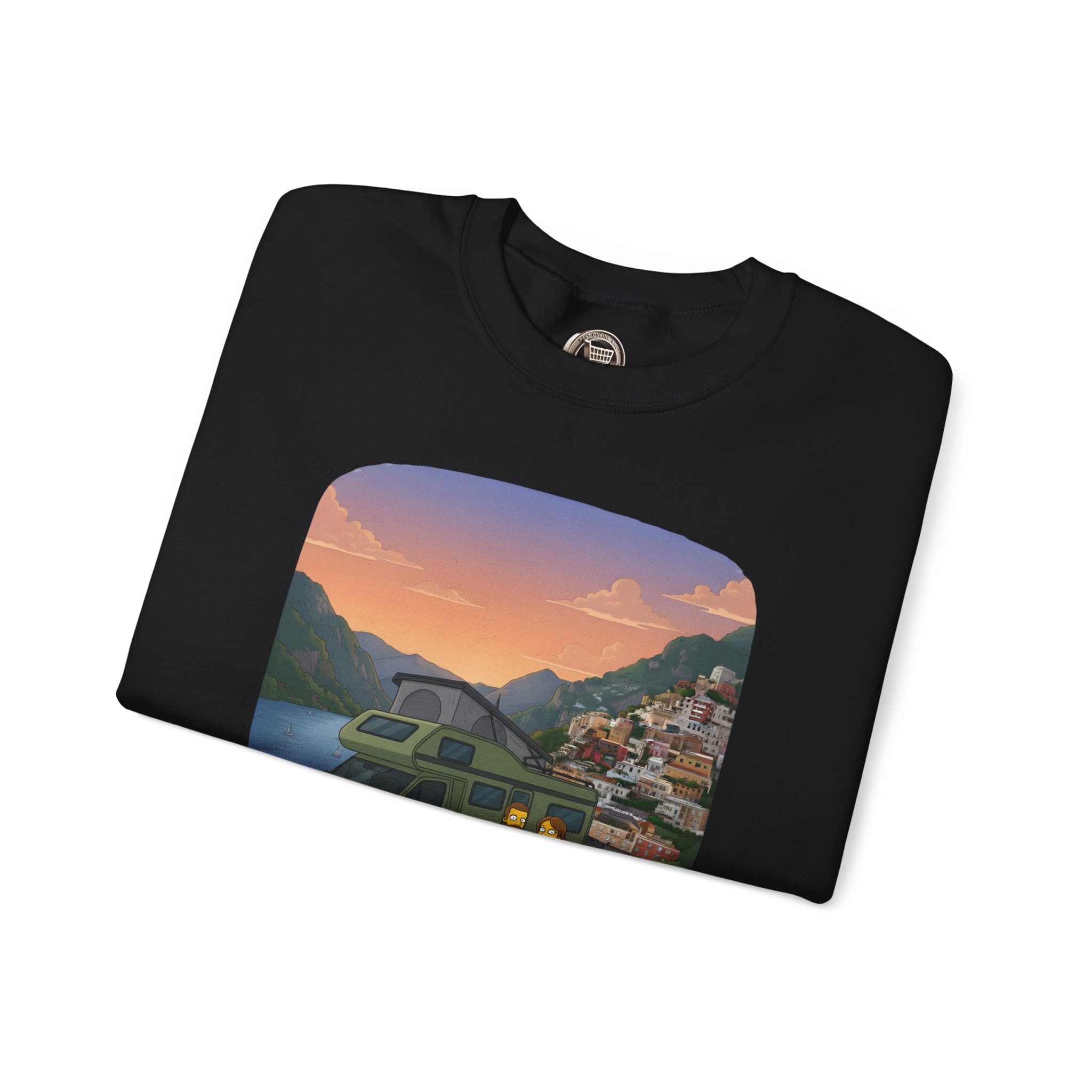 Unisex Heavy Blend™ Crewneck Sweatshirt — "Mountain Air And Alpine Adventure"" Design Sitcom-Line
